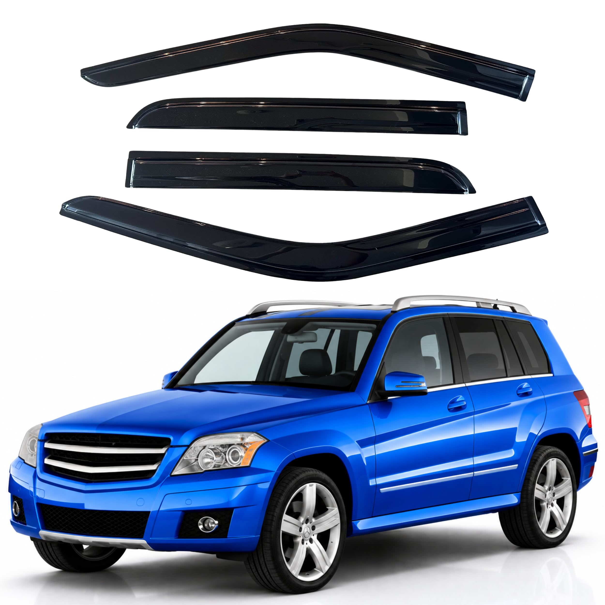 IG Window Visors Fit for 2010-2015 Mercedes-Benz GLK 350, Out-Channel Rain Guards Vent Wind Deflectors 4PC, Car Accessories for 10-15 Mercedes Benz GLK-Class