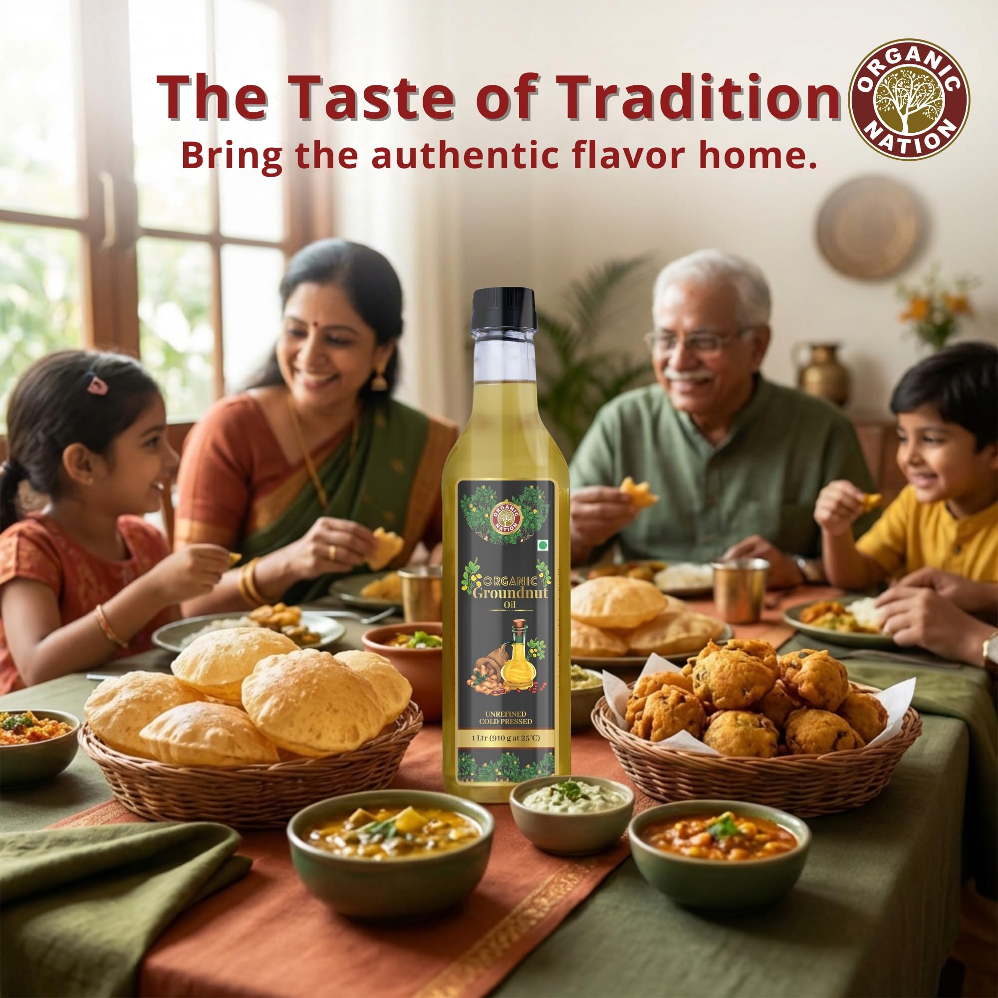 ORGANIC NATION Cold Pressed Groundnut Oil - Groundnut Oil for Healthy Cooking, Pure & Natural, No Chemicals, Natural Flavor, Cold Pressed, Ideal for Cooking, Frying & Baking, 1 Ltr 3
