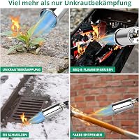 Sondiko Nagy Gázégő Gyomirtó Láng Égő Kert Járda Jég Hó Eltávolító Propán Gáz Fekete Ezüst Alumínium Acél 81cm 7