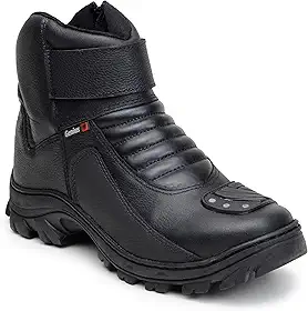 Bota Coturno Motociclista Motoqueiro Couro Legitmo Sola Borracha Costurada