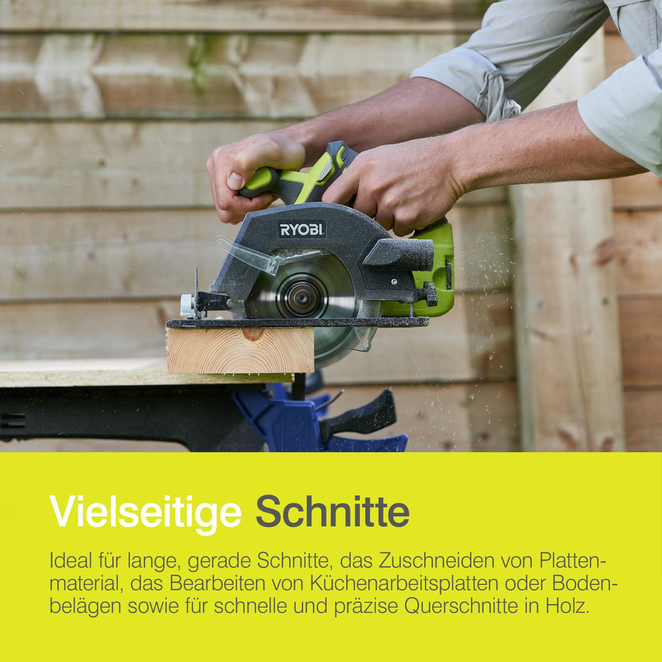 RYOBI 18 V ONE+ Akku-Handkreissäge R18CSP-0, 150 mm Sägeblatt, werkzeuglose Einstellung, präzise Schnitte, Tiefeneinstellung, ohne Akku & Ladegerät