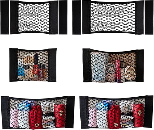 Paquete de 6 unidades de red de carga de malla para maletero, bolsa organizadora de calcomanías de pared, bolsa de malla elástica con calcomanías de