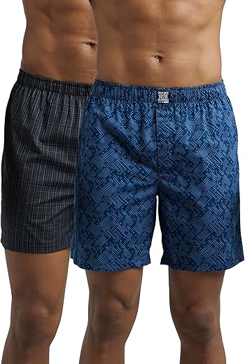 Jockey 8222 Men’s Super Combed Mercerized Cotton Woven Printed Inner Boxers with Ultrasoft and Durable Inner Waistband (Pack of 2)
