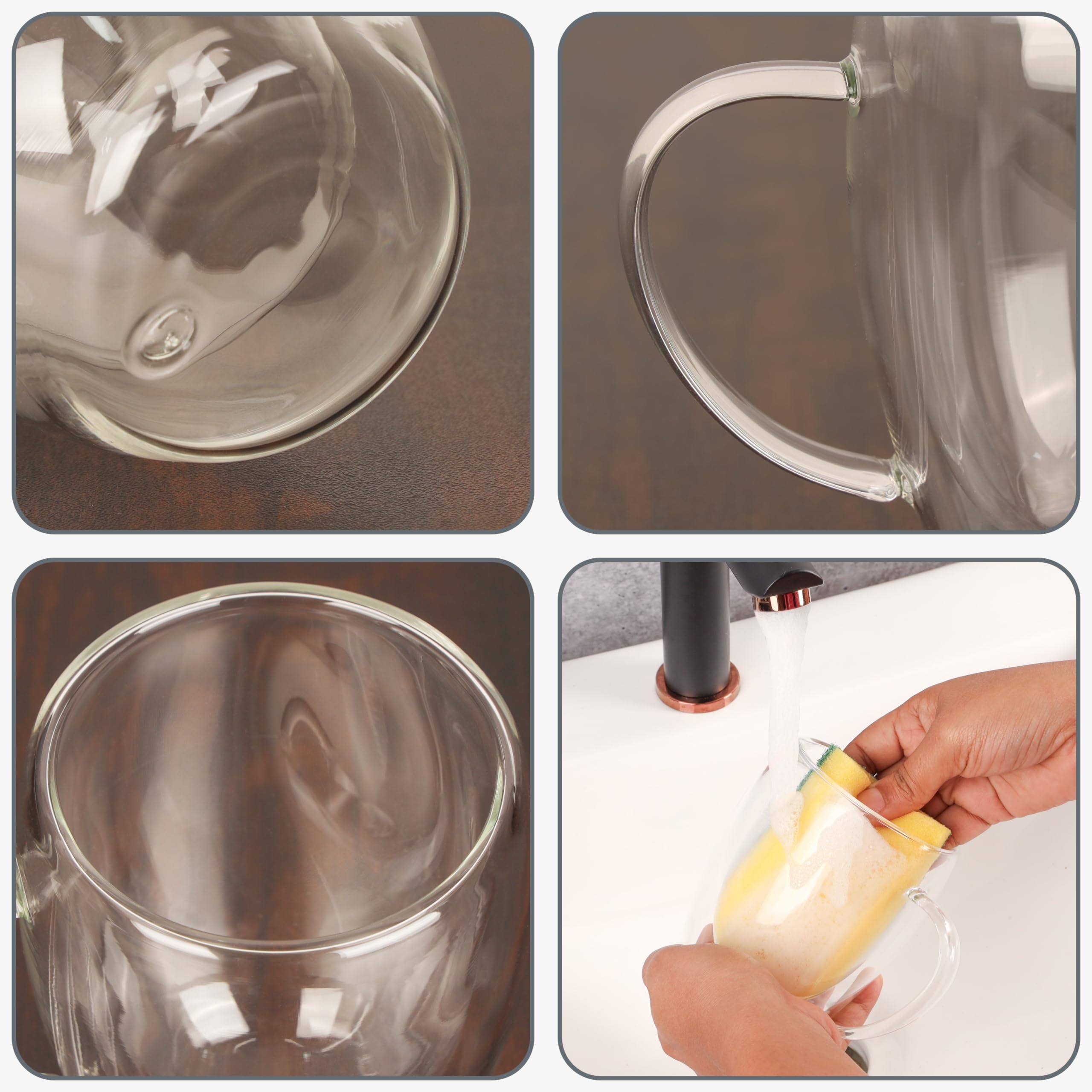 BTaT Set Da 6 Tazze In Vetro Borosilicato A Doppia Parete 350ml - Bicchieri Termici Per Caffè E Tè - 2
