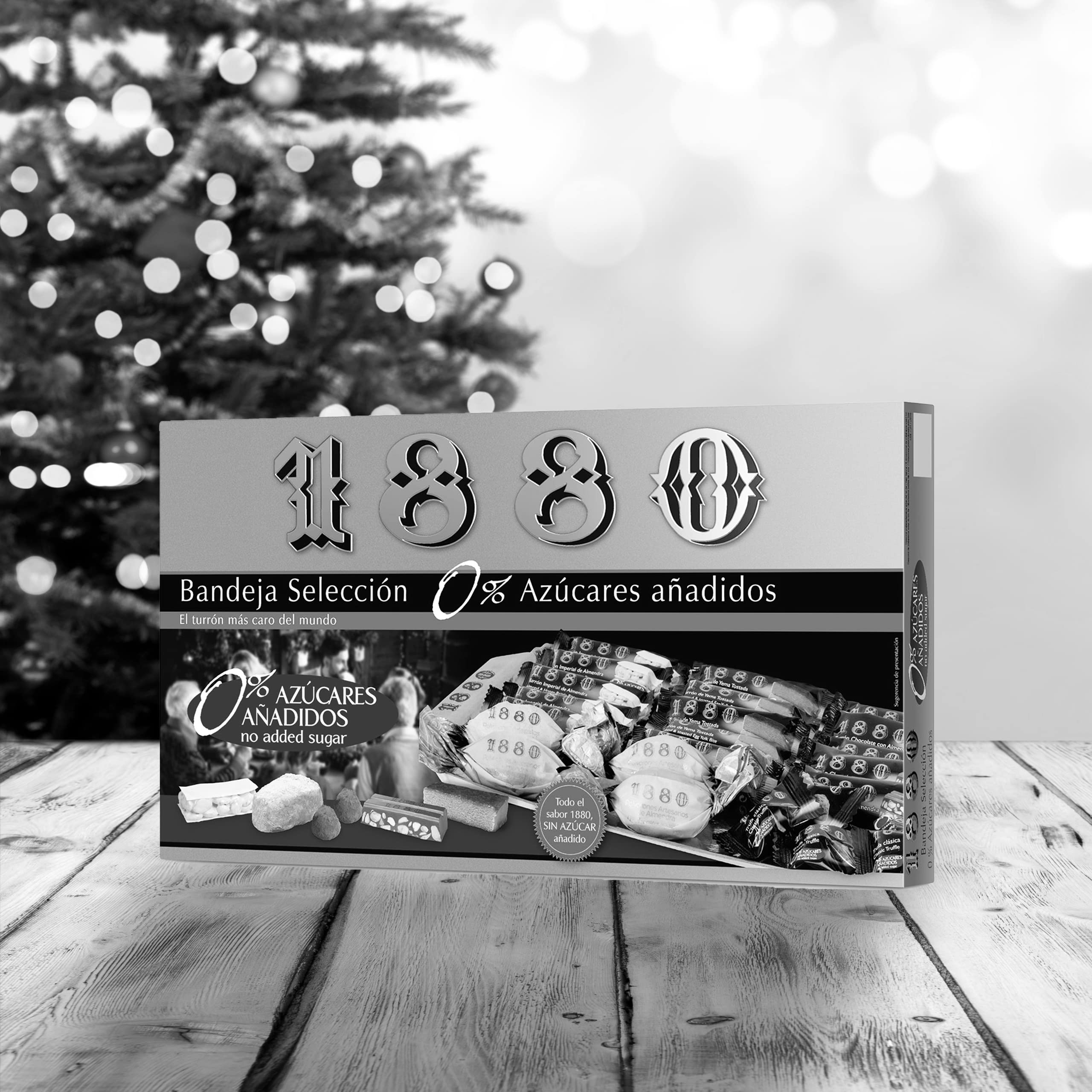 1880 - Bandeja Selección 0% Azúcares Añadidos, Caja, El Turrón más Caro del Mundo, Selección Navidad Calidad Suprema, Típico Dulce Navideño, Receta Artesanal, Listo para Servir, 400g