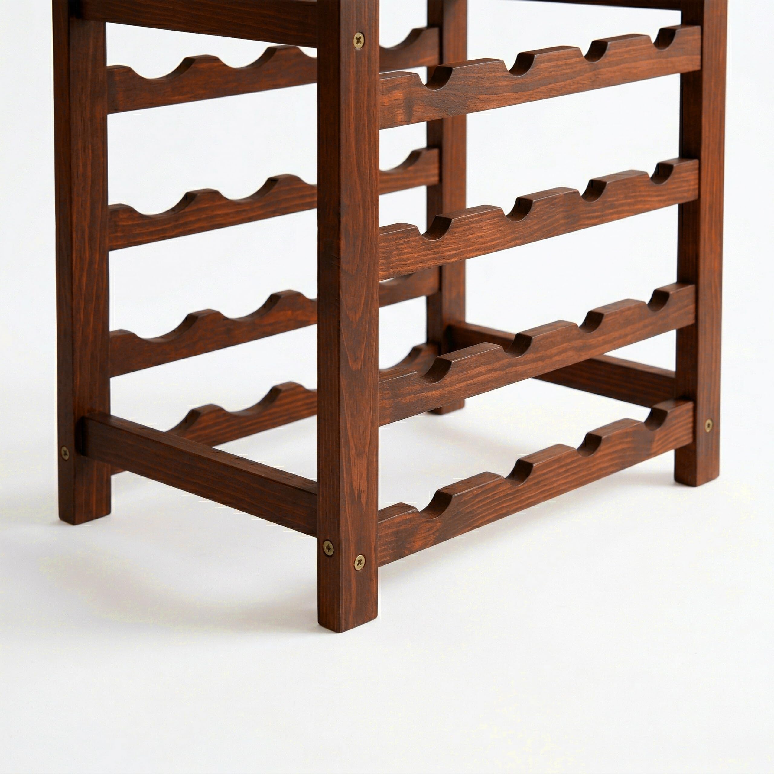 Relaxdays Estante para Vino, 28 Botellas, Madera de Nogal, 94x47x26 cm, para Vino Tinto y Blanco, marrón Oscuro