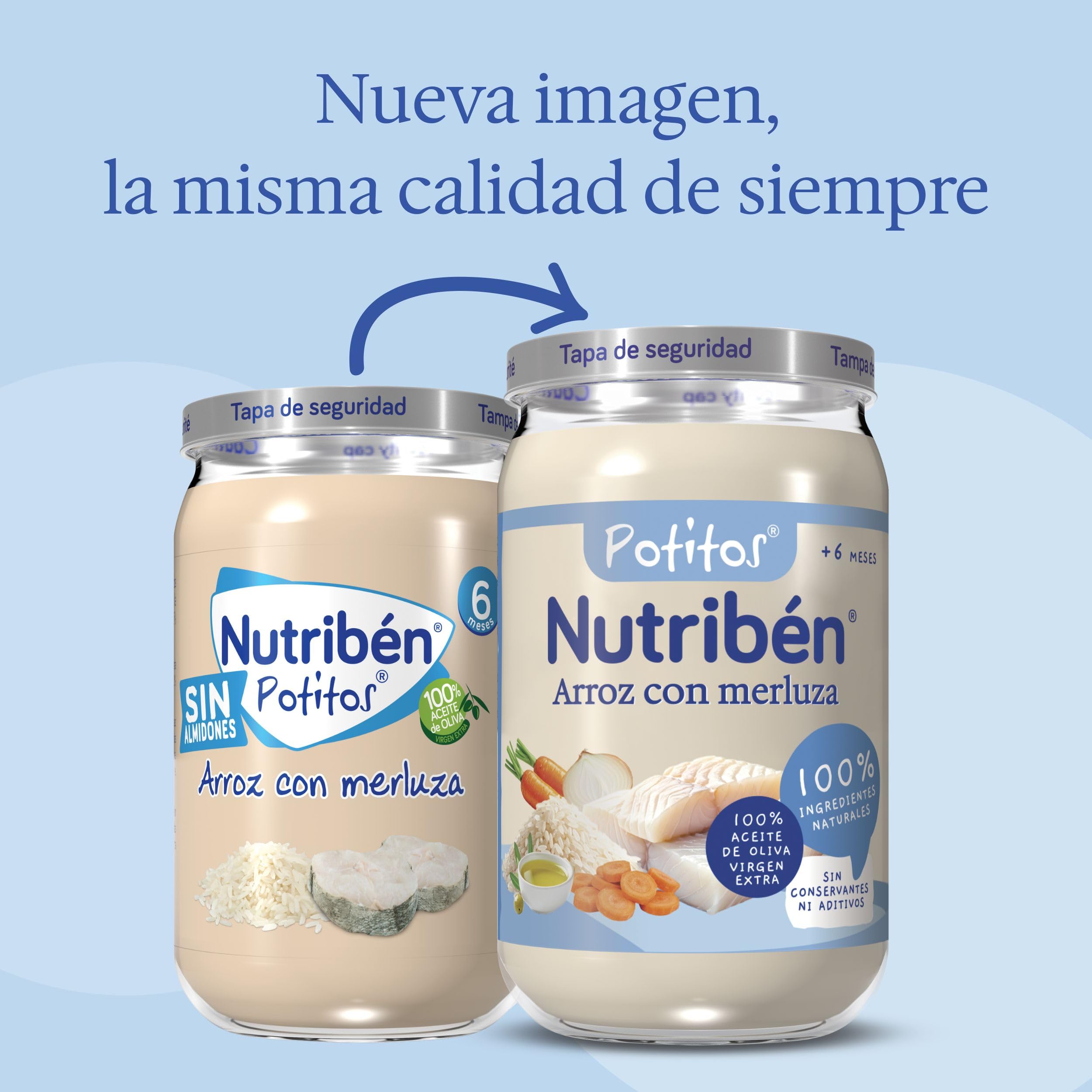 Nutribén Potitos Suprema De Merluza con Arroz, Desde los 6 Meses, Pack 6 x 235 gr