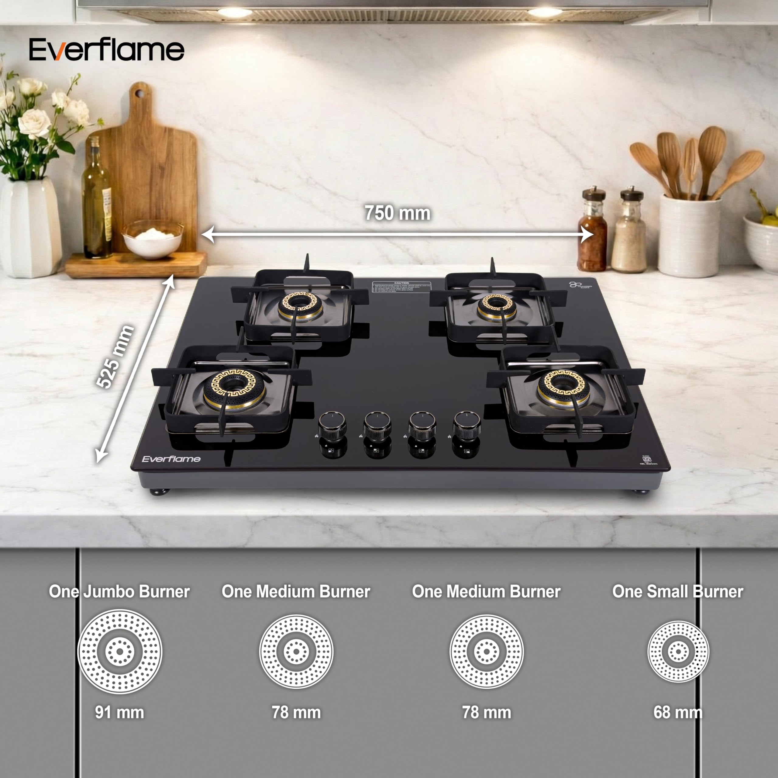 Everflame Spectre 4 Burner Gas Hobtop - Elegant & Durable -5