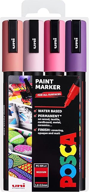 POSCA - PC-5M - Paint Marker Art Pens - 1.8-2.5mm - Blossom Tones Set of 4 in Wallet