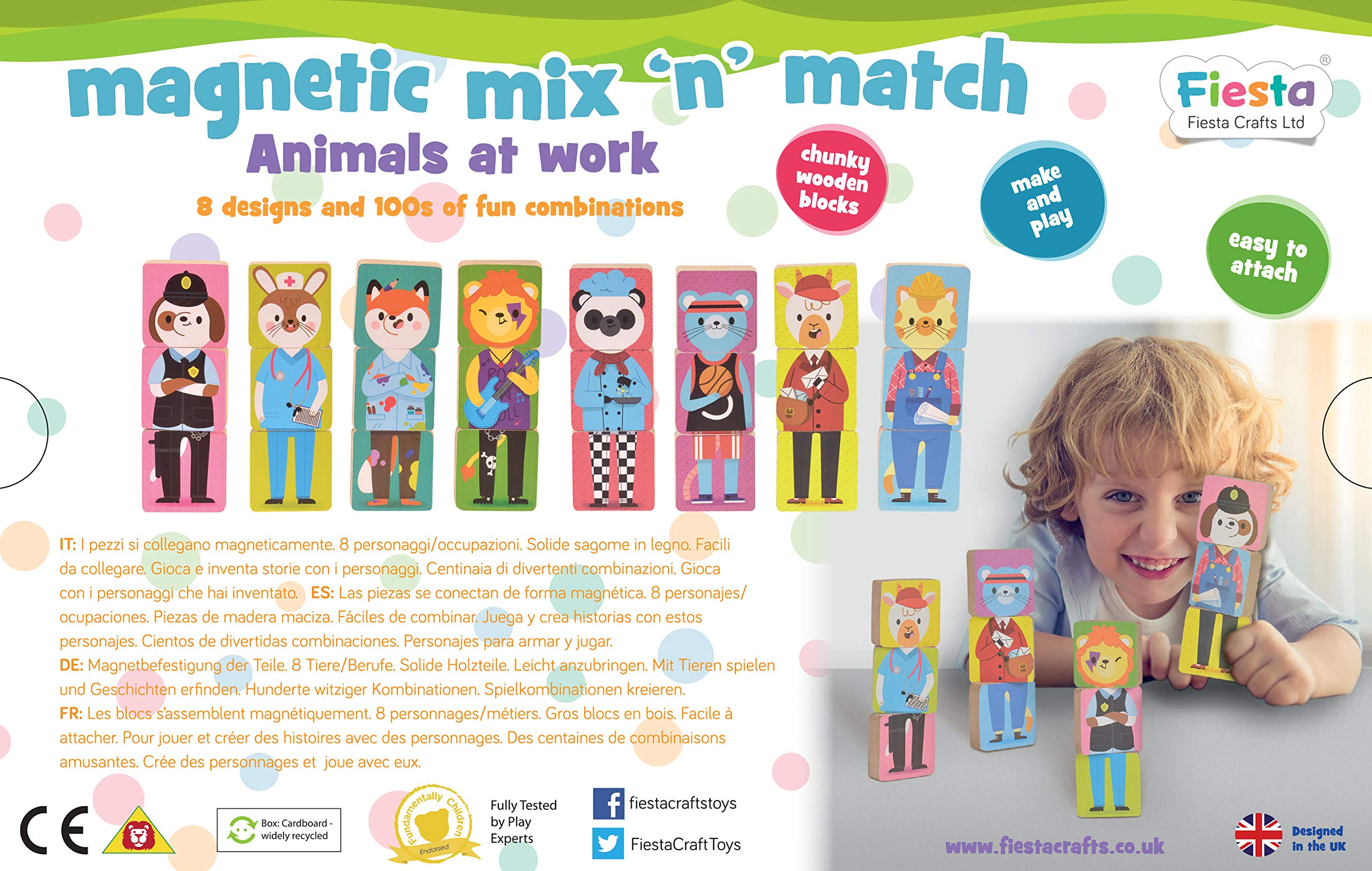 Fiesta- Mix and match magnetic animals, Multicolor (T2926) , color/modelo surtido