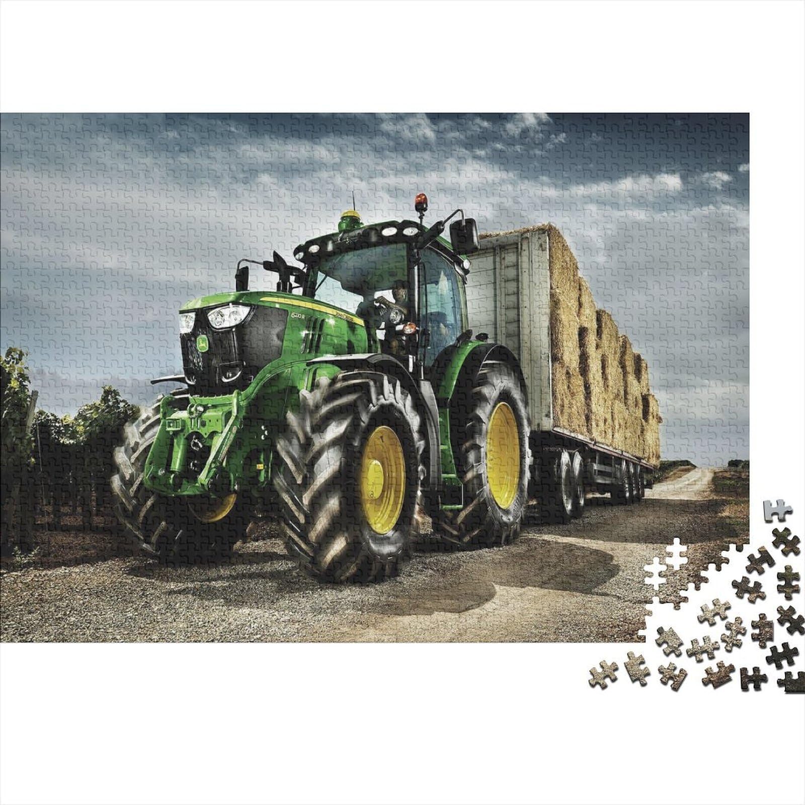 Farm Tractor 1000 Piece Jigsaw Puzzle Recycled Hay Transport Senior Puzzles Party Game Props Developing Boy & Girl‘s Intelligence Educational Fun 38x26cm/1000pcs