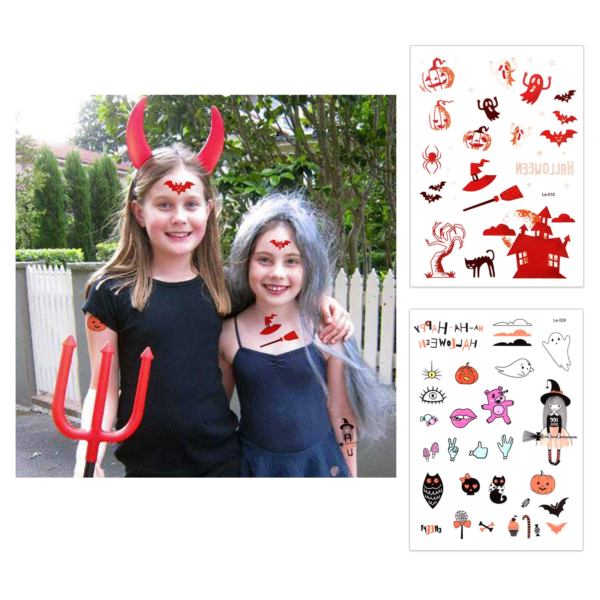 HOWAF Tatuaggi Temporanei Per Bambini: Set Halloween Con Glitter E Disegni Luminescenti, Adesivi Finti Impermeabili Per Festa E Sacchetti Regalo