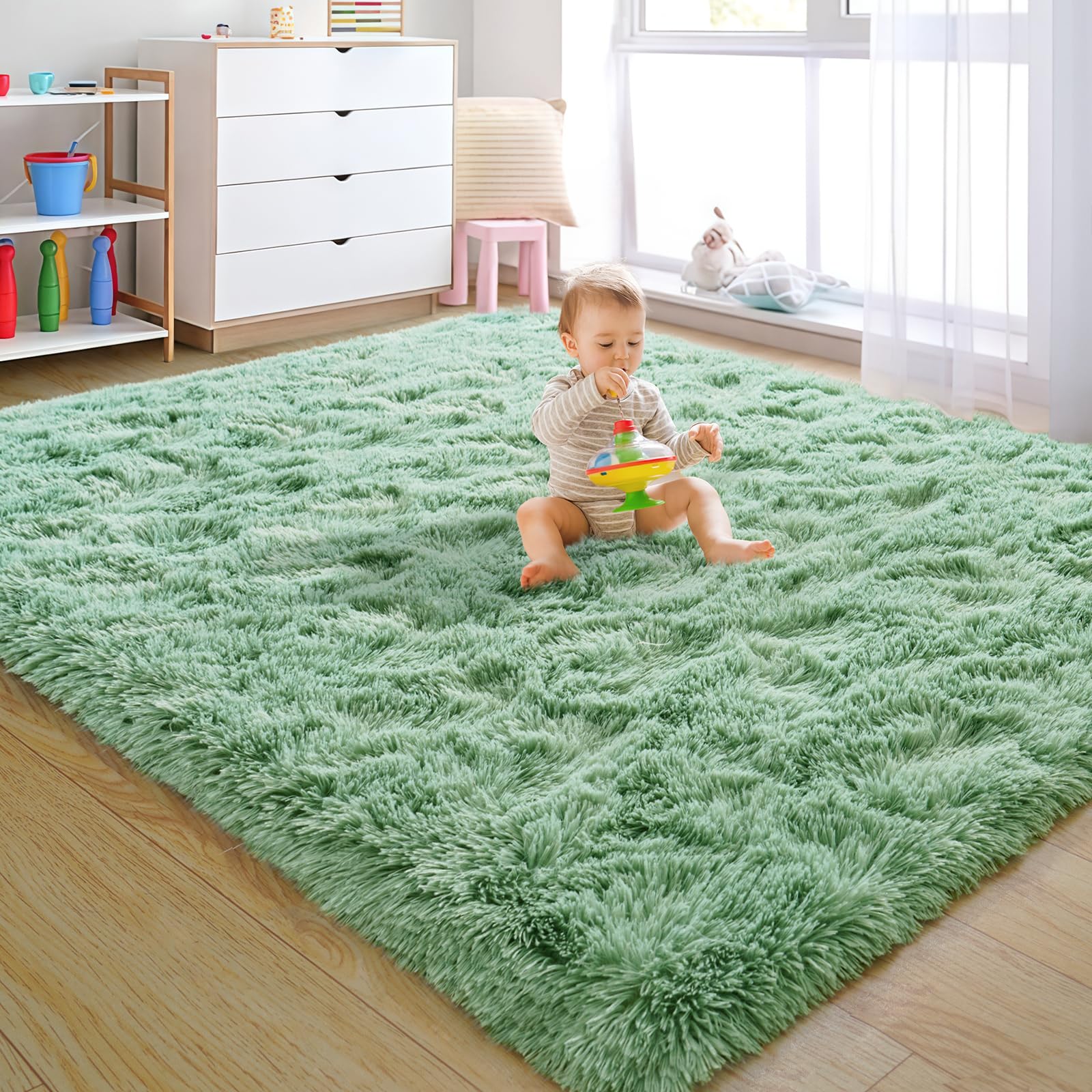 Rezutan Fluffy Rug for Living Room Bedroom, Large Comfy Modern Shaggy Fuzzy Kids, Plush Indoor Nursery Classroom Home Decor Bedside Rug with Non-Slip