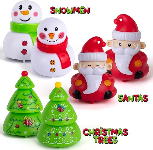 Miniatura 2 de ArtCreativity Autos de Navidad  Juego de 6 autos de tracción hacia atrás  Juguetes para niños con diseños navideños  Juguetes temáticos de Navidad