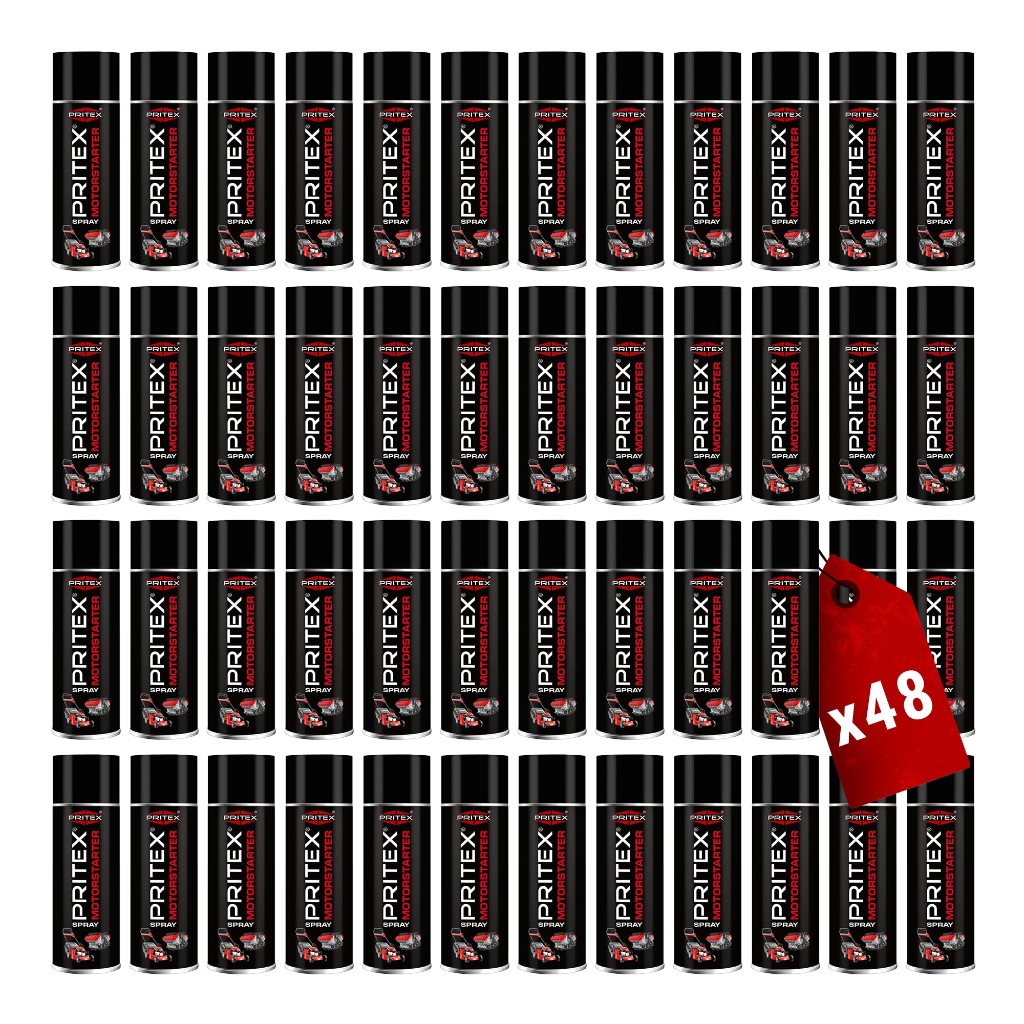 PRITEX – Motorstarter Spray 48x 400 ml – Starthilfespray für Benzin- & Dieselmotoren – schont Anlasser, Motor & Batterie – niedrige Zündtemperatur & hohe Zündenergie – für Auto, LKW & Landmaschinen