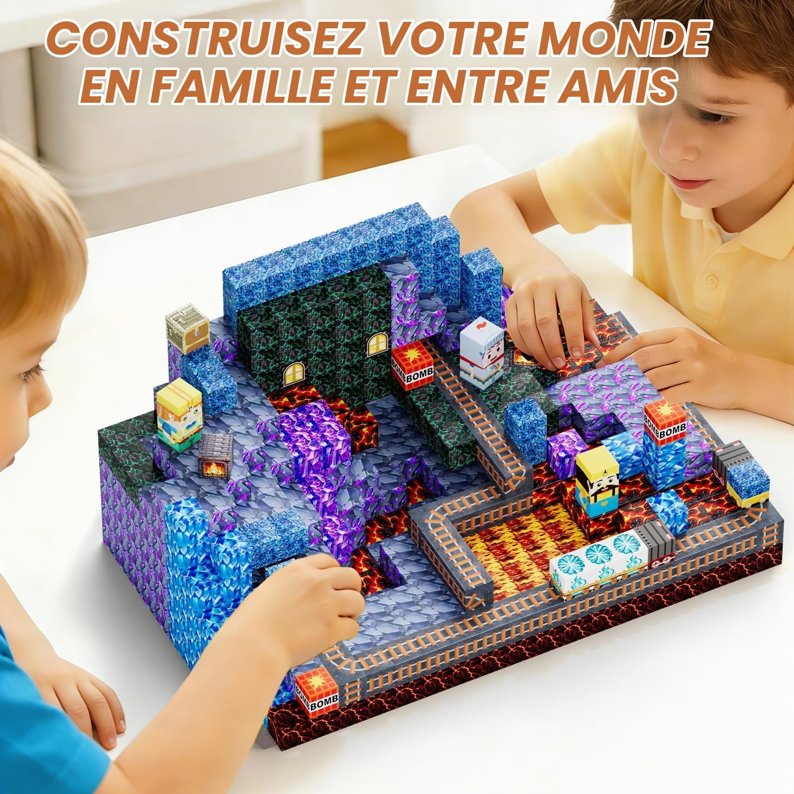 Blocs de Construction Magnétiques 100 Pièces Cubes Magnétiques, Violet