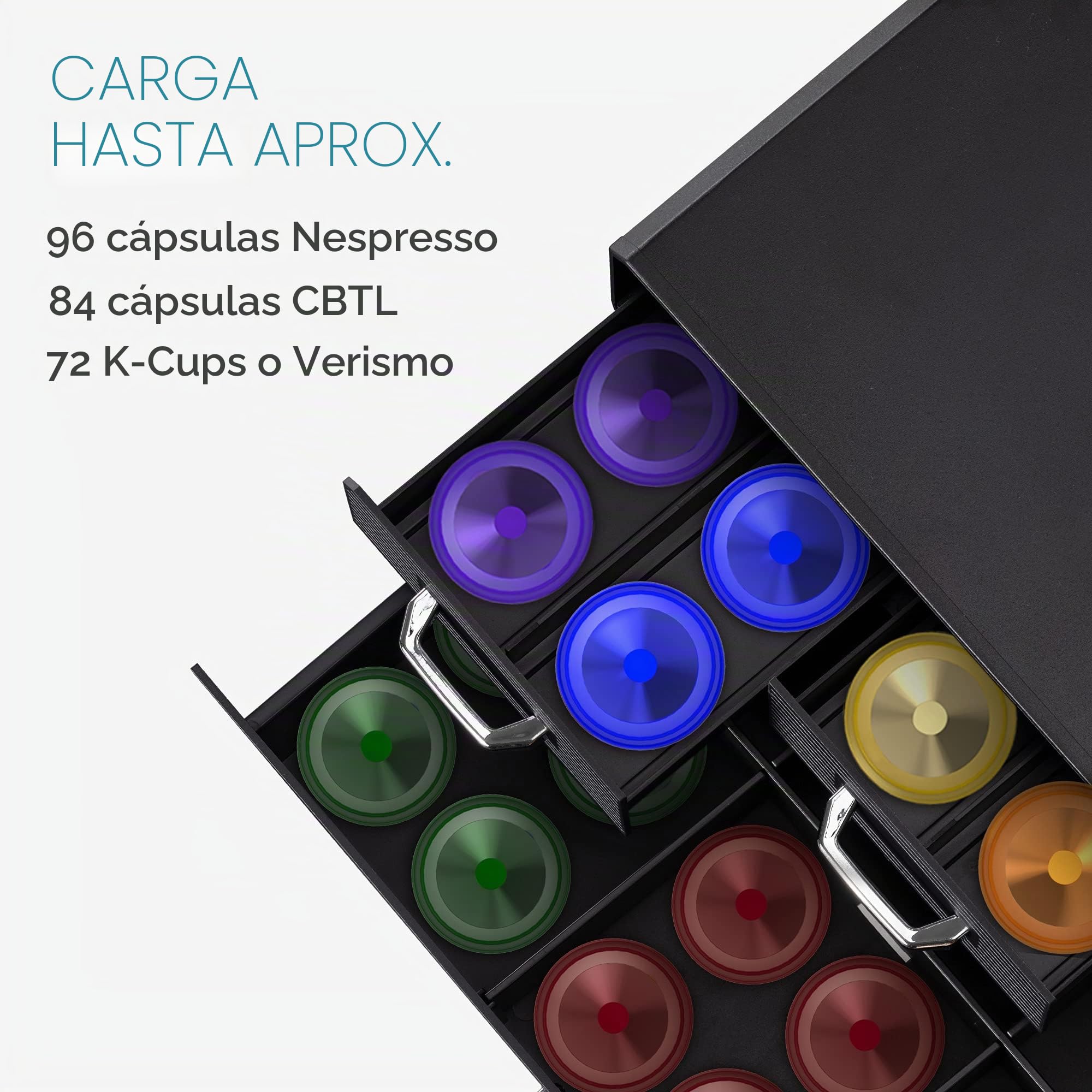 Navaris Soporte de máquina de café - Armario Organizador con 4X cajón para cápsulas de cafetera - Dispensador para Guardar Accesorios cafés y té