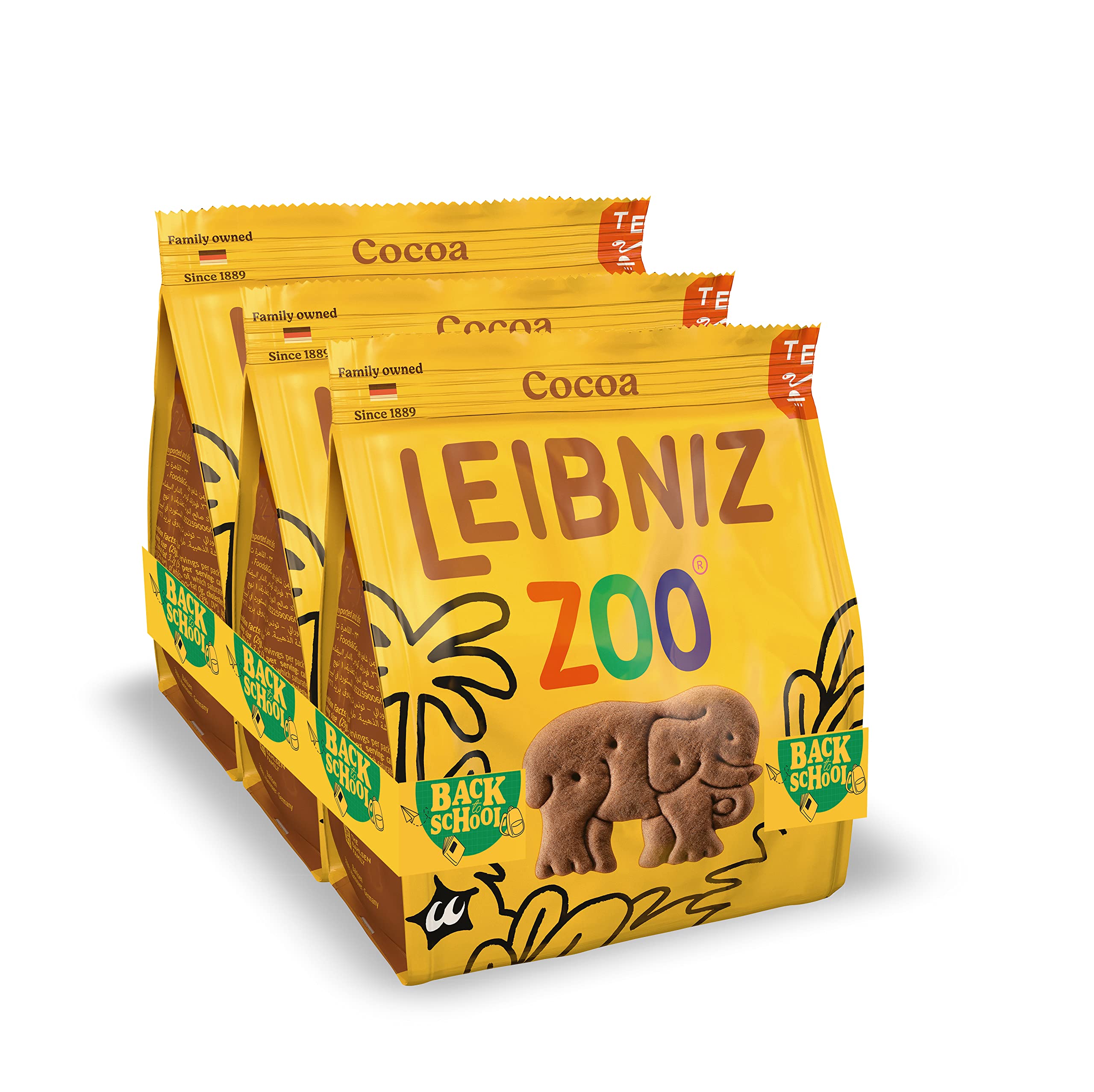 Leibniz Zoo Cocoa Butter Biscuits - Animal Shaped Crisp Butter Cookies 100G Each - Pack Of 3