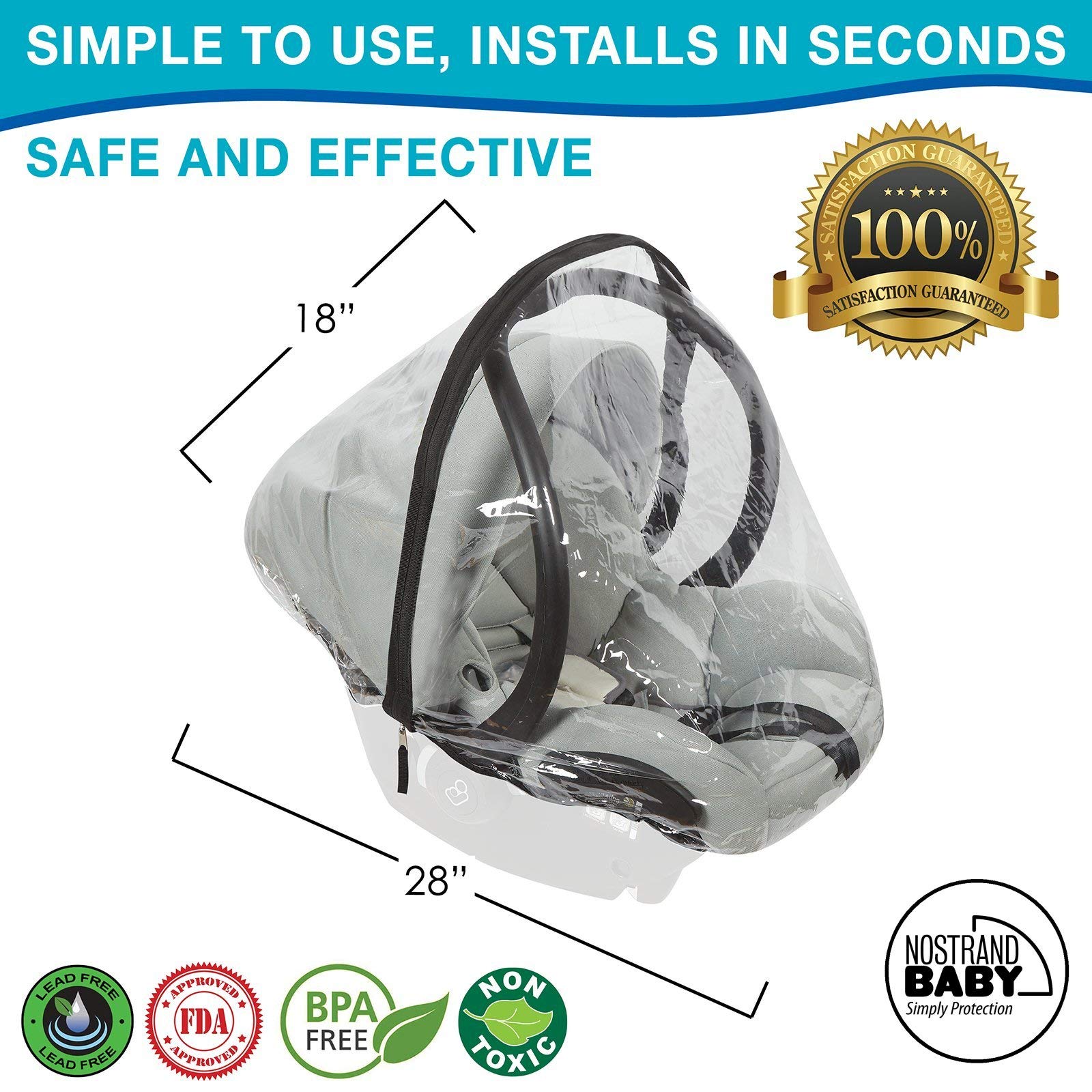 Housse De Siège Auto Universelle Pour Bébé Imperméable Protecteur De Poussette Contre La Poussi Re Avec Fermeture Clair