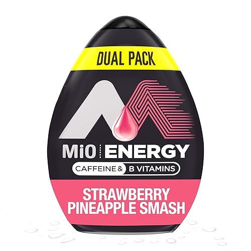 MiO Energy Strawberry Pineapple Smash - Potenciador líquido de agua con sabor natural, 1.62 onzas líquidas (paquete de 2)