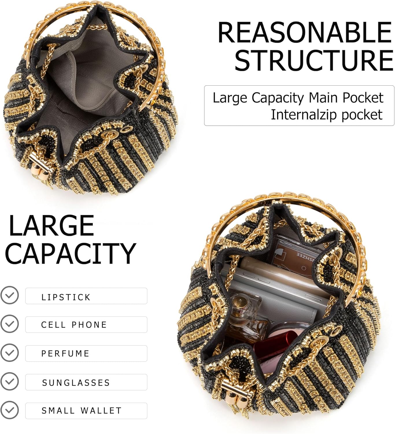 Sparkly Diamond Evening Bag Clutch Purses for Women Rhinestone Purse Glitter Handbag for Party Prom Cocktail Wedding - Image 7