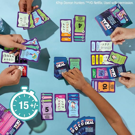 Monopoly Deal: Kpop Demon Hunters Card Game | Family Games for Kids, Tweens, Teens, and Adults | 2-5 Players | 15 mins. | Easter Gifts for Boys and Girls, Ages 8+