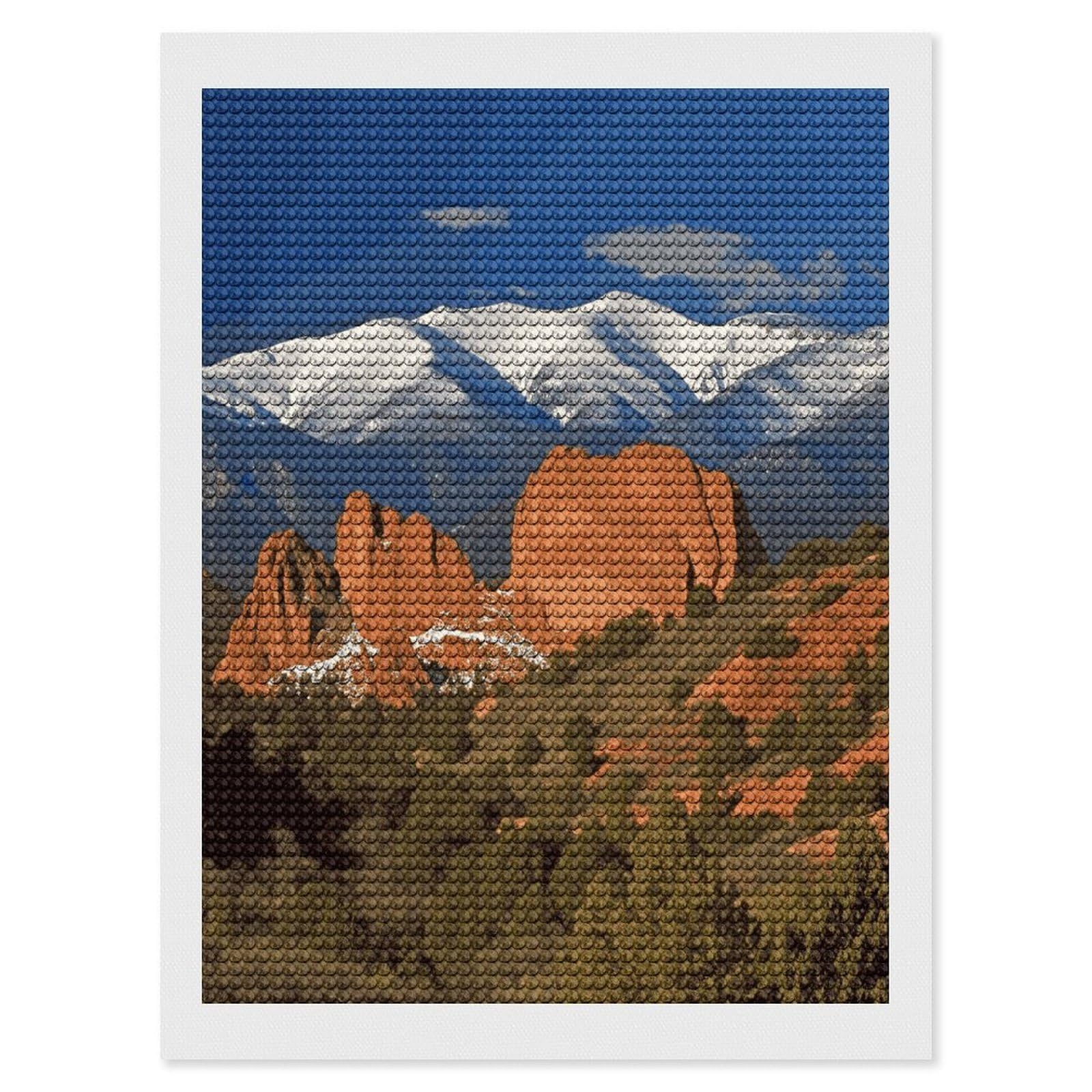 FekiLoot Pikes Peak Colorado Paint by Numbers Kit for Adults Beginner DIY Diamond Dots Paintings Round Full Drill Diamond Art Kits Picture Diamond Art Painting Kits for Home Decor 12"x16"