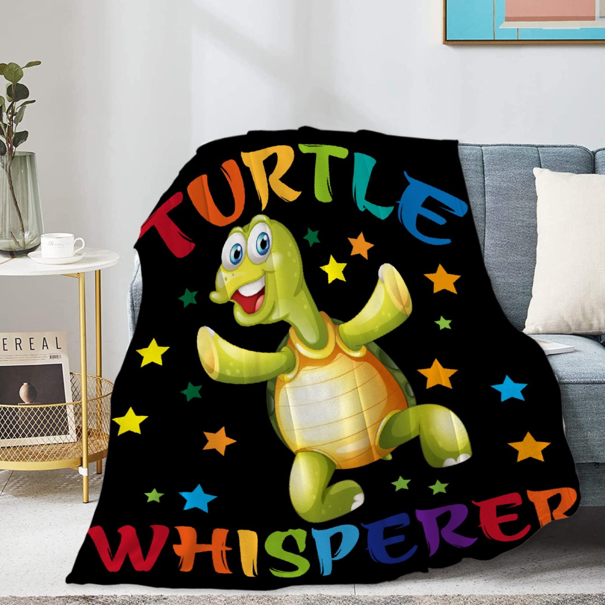 Homiehug Turtle Whisperer Soft Blanket Funny Flannel Plush Gifts Cozy Fuzzy Throws for Nap Bedding Sheet Couch Animal Decor Tapestries Child Non-Shedding 30