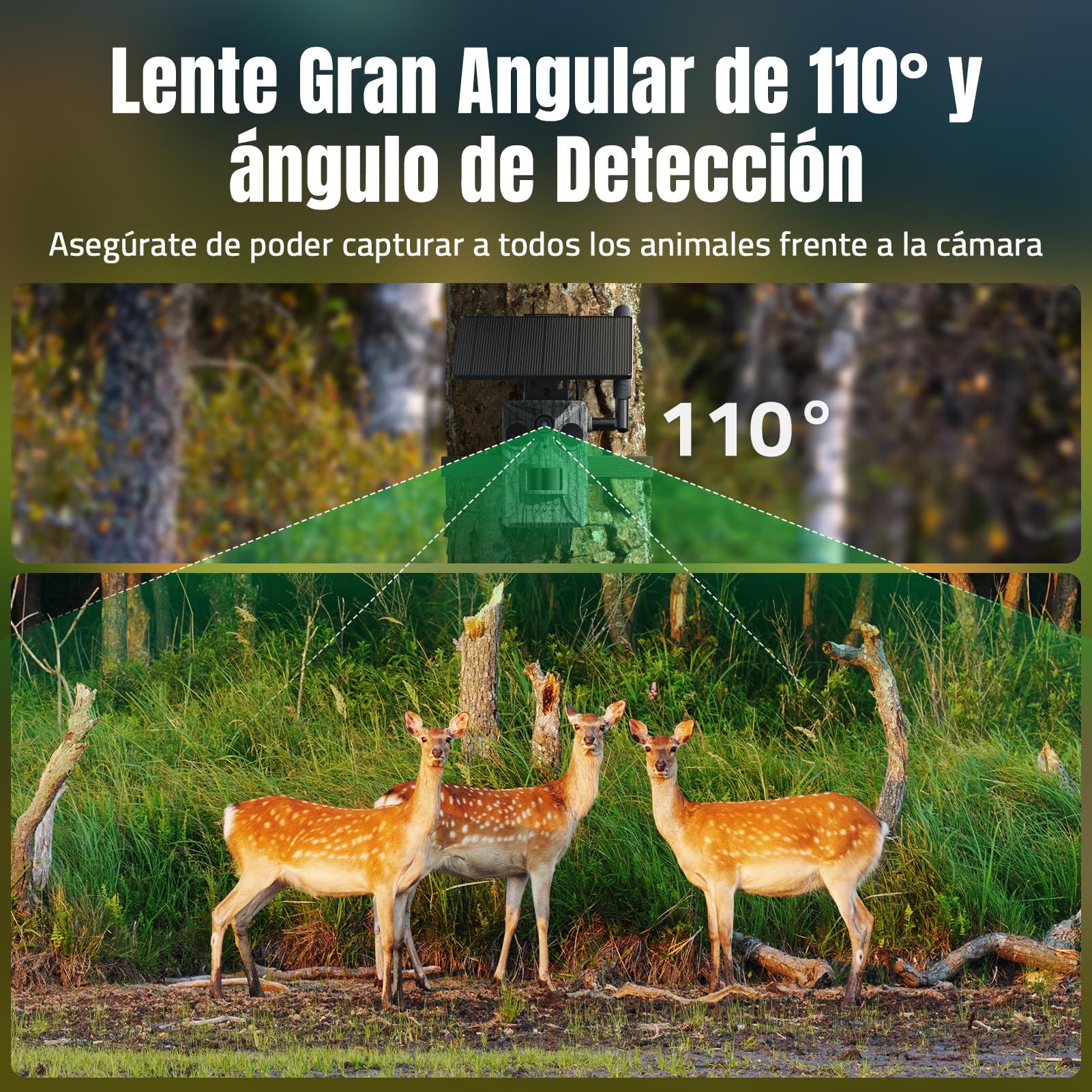 DEATTI 4G Solar Camara Fototrampeo con App Reconocimiento Animal por AI, 2K
