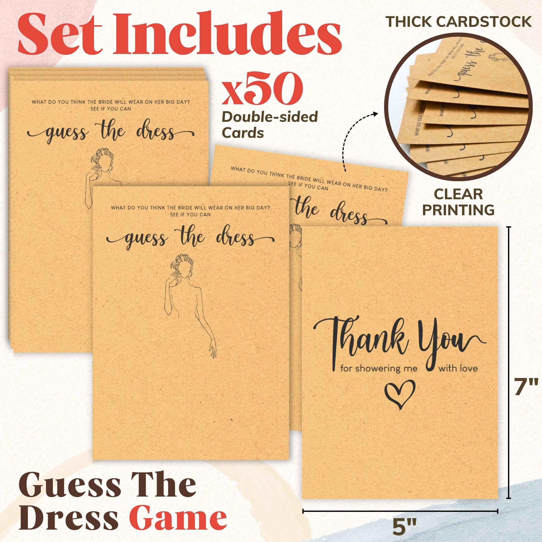 Lot De 50 Jeux Pour Fête Prénuptiale - Guess The Dress, Cartes Et Crayons Fusains 4 Mm Pour Enterrement De Vie De Jeune Fille