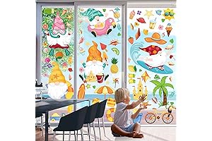 Enliven Your Windows with Summery Delights: 9 Sheets of Double-Sided Gnome Adventure...