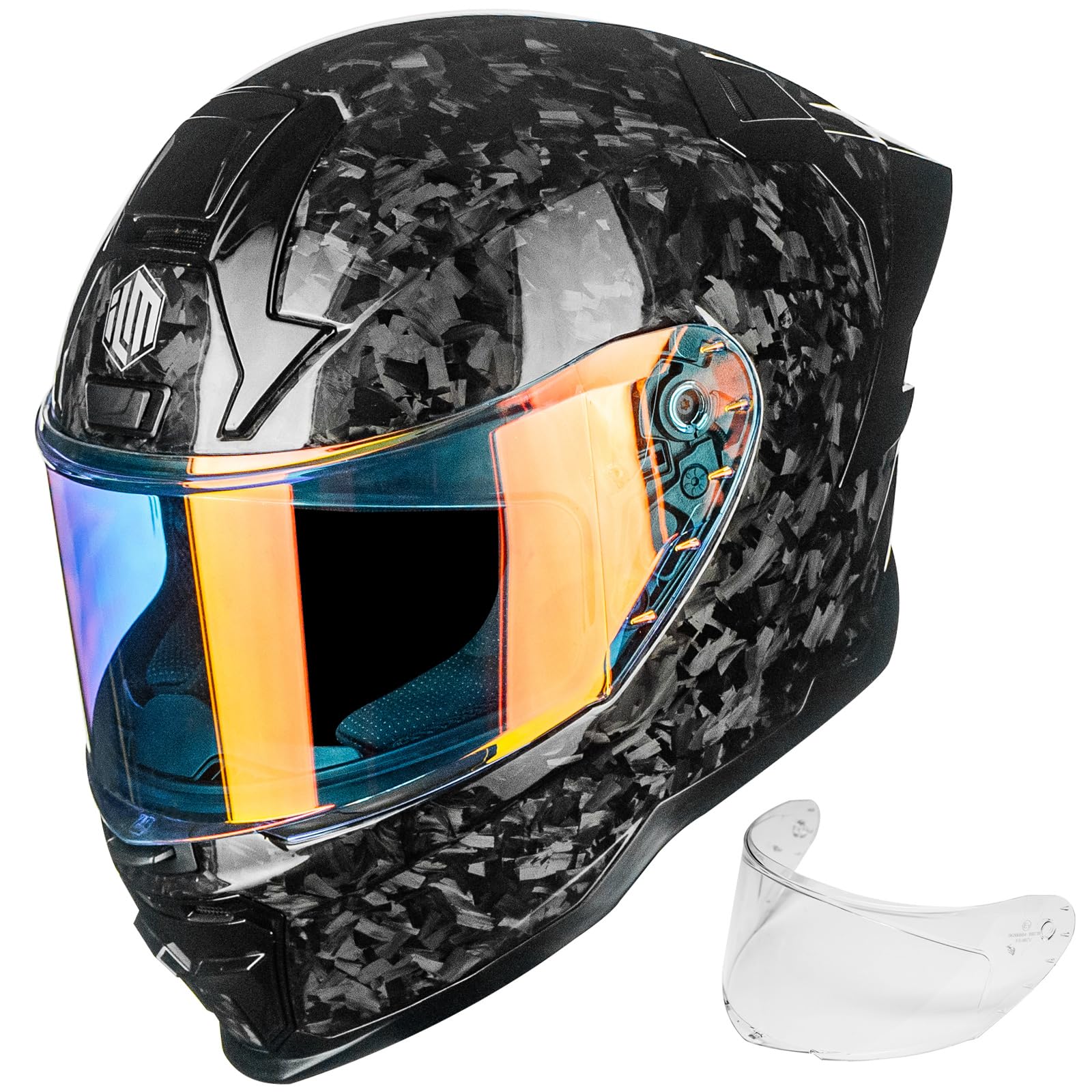 ILM Carbon Fiber Motorcycle Helmets Full Face Racing Helmet for Adult DOT ECE Cascos para Motos MF577P (Forged carbon,2XL)