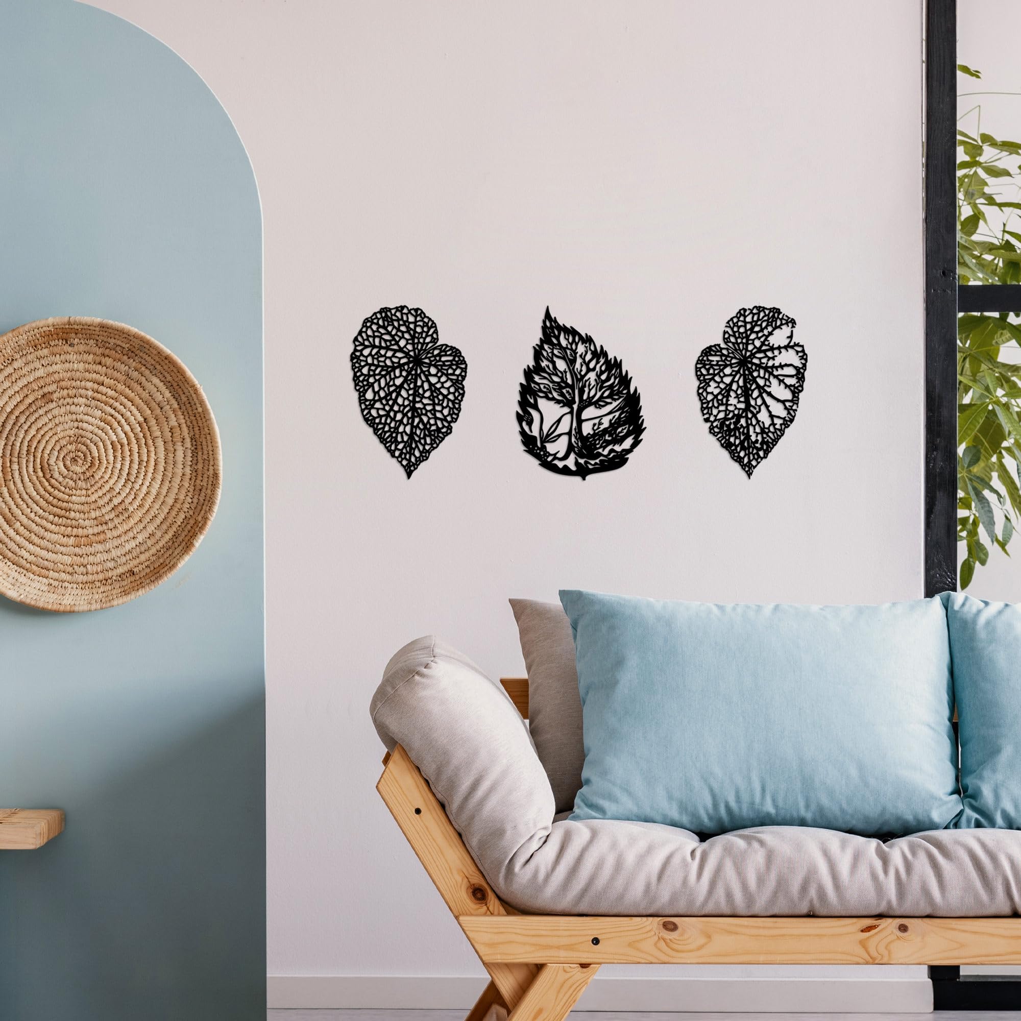 Stylish Black Decorative Metal Wall Accessory Set (3 Pieces), 100% Metal, 1.5 mm Thick - Image 4