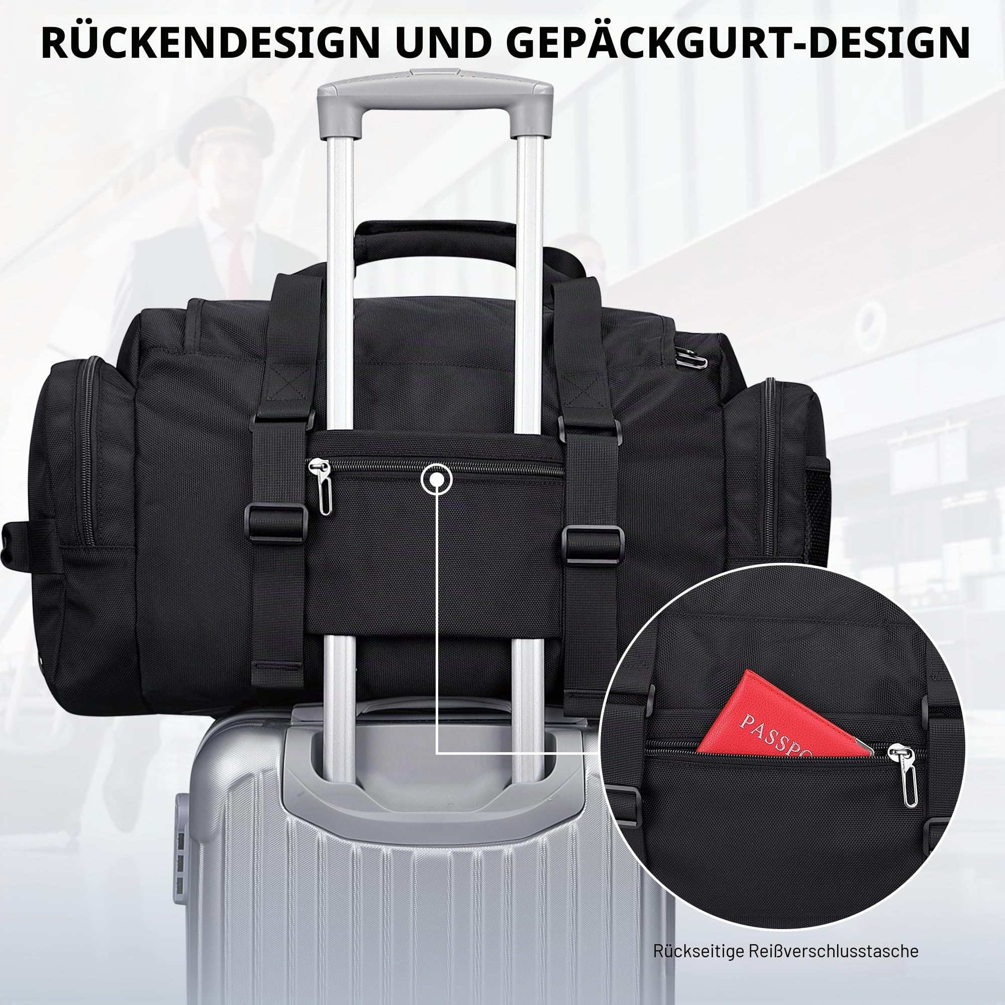 WITZMAN Reisetasche Herren Groß Sporttasche mit Schuhfach Duffle Bag für Travel Gym Trainingstasche Sport Tasche(B719 Schwarz)