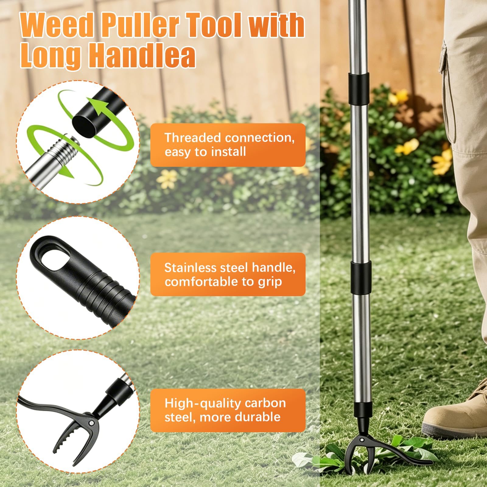 BRGD 2 Pezzi Estrattore per Erba da Giardino, Aeratore per Prato da Giardino con Guanti per Terreno Compattato, Giardinaggio e Manutenzione del Prato