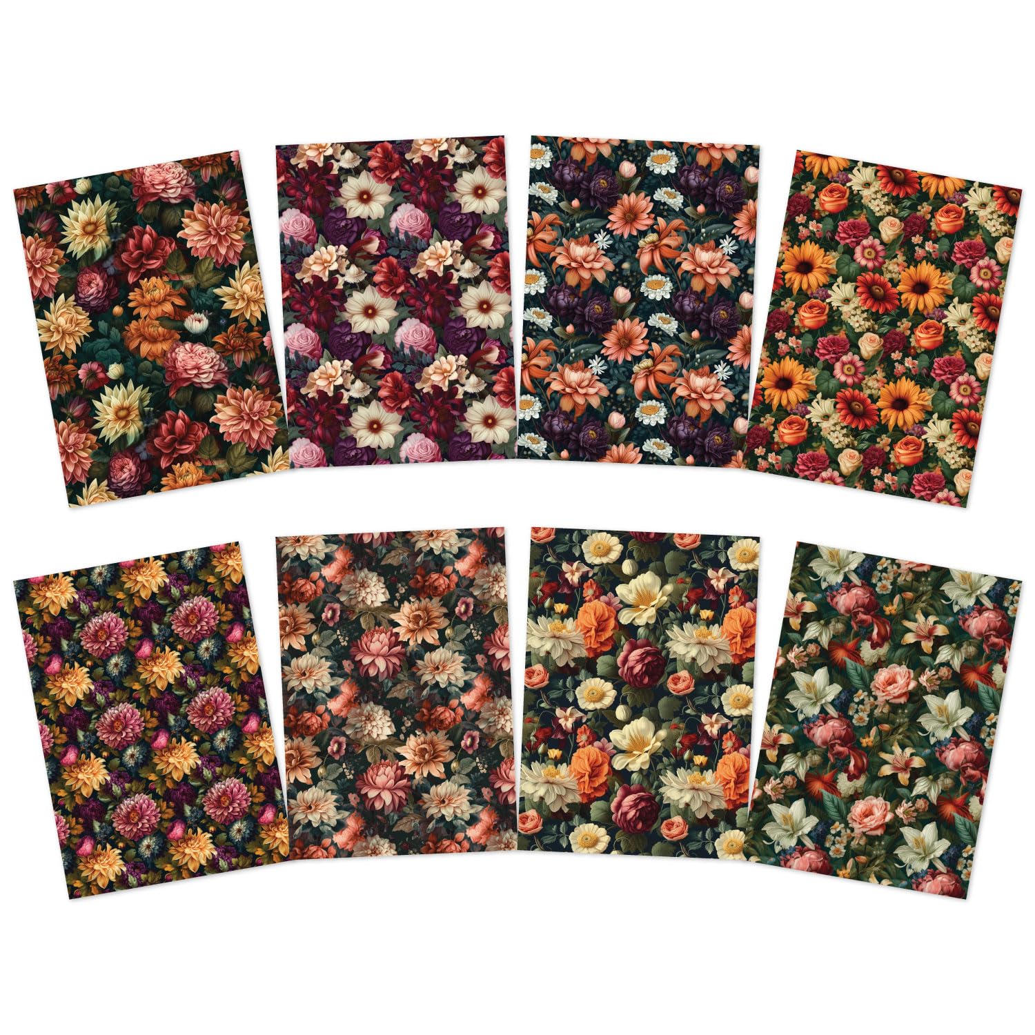 CrafTangles A4 Decoupage Paper Pack Combo - Exotic Flowers 1 and 2 (8 sheets)