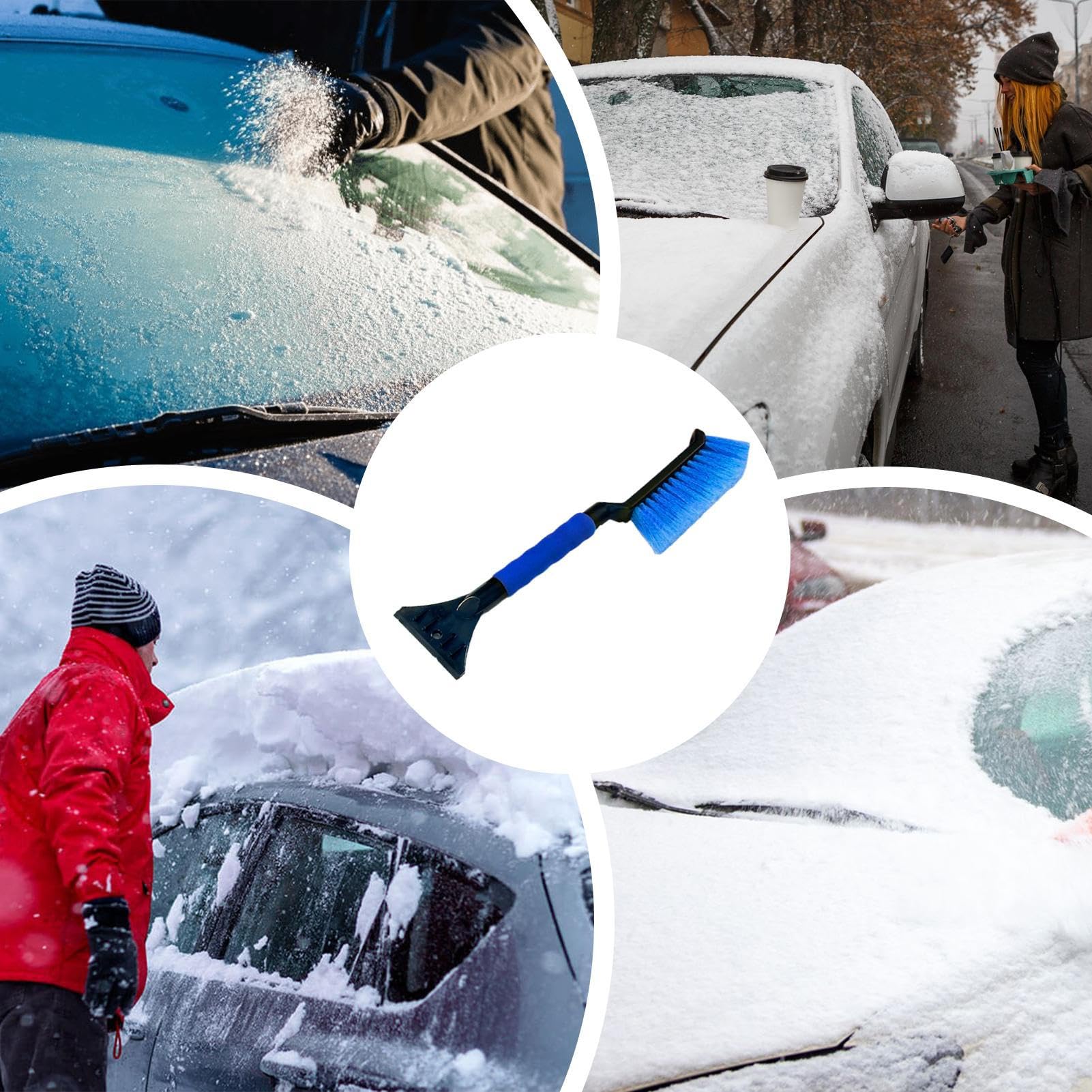 Generico Scapplaggio del Ghiaccio Staccabile per Parabrezza Auto Spazzola Neve Pala Scomparsa Raschietto Ghiaccio Remover Snow Schiuma ergonomica