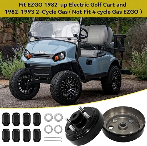 Miniatura 5 de EZGO - Conjunto de cubo de tambor de freno con tuercas para EZGO TXT PDS 1982 en adelante eléctrico y 1982-1993 2 ciclos de gas de 2 ciclos 24