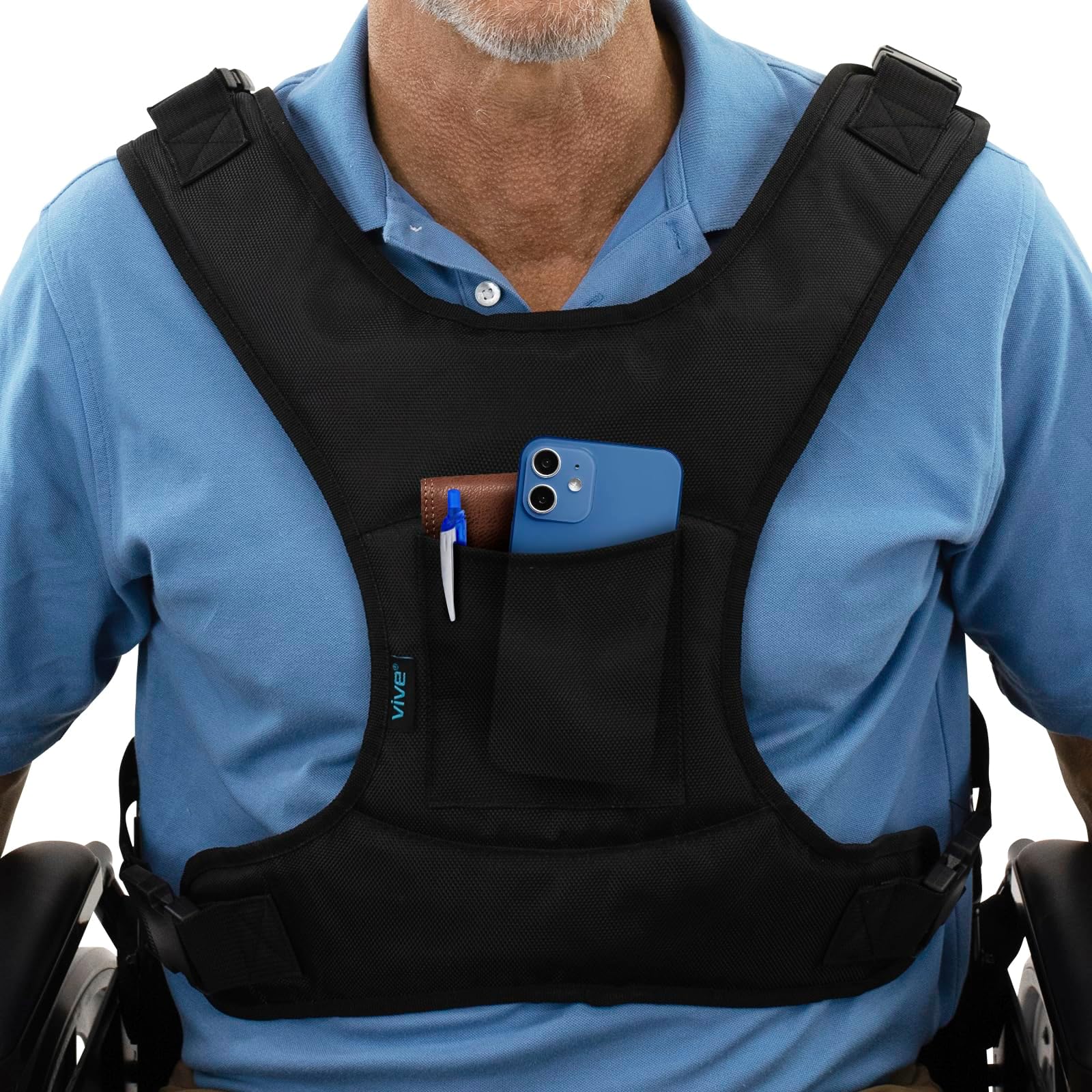 Vive Wheelchair Seat Belt - Safety Torso Support Vest Restraint - Wheelchair Chest and Body Harness for Patients, Adults, Disabled and Elderly - Adjustable Straps to Prevent Sliding, Falling Tilting