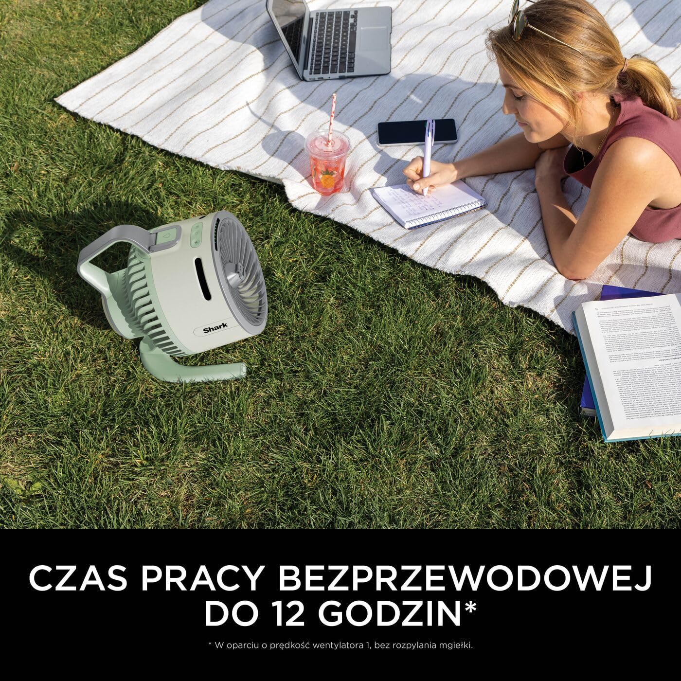 Shark FlexBreeze HydroGo – mocny wentylator przenośny z mgiełką, wewnątrz i na zewnątrz, cichy i trwały, przewodowy i bezprzewodowy, kompaktowy i lekki, 5 poziomów prędkości, Miętowy FA050EUGN | Chłodzenie wewnątrz i na zewnątrz, ciche i trwałe, przewodow