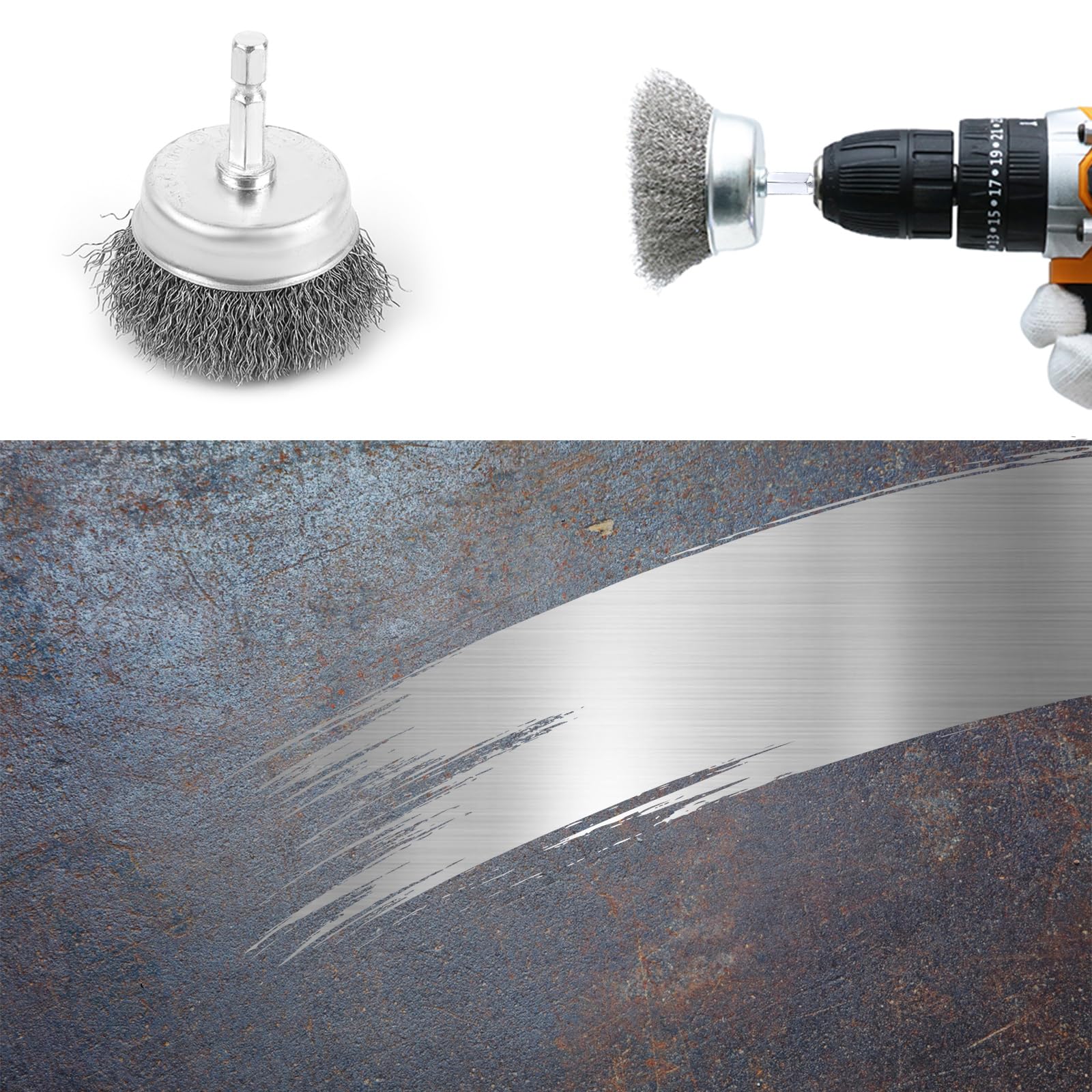 Set 12 Spazzole Metalliche Per Trapano - Filo Acciaio Per Rimozione Ruggine E Vernice, 6mm Con Asta 1/4 - Foto 7