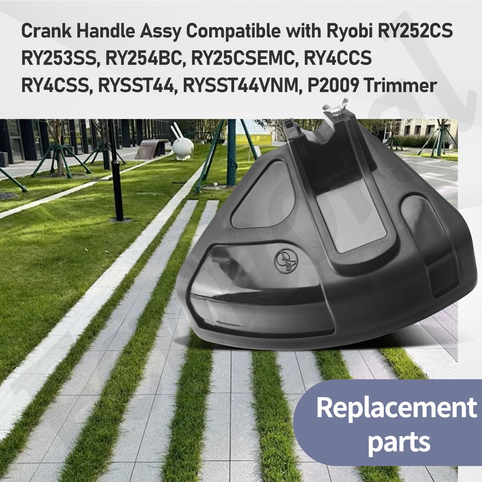 Fennoral Protector de césped 308473005 compatible con Ryobi RY253SS, UT33650B recortadora de eje recto, mango de manivela 312283001 para Ryobi Troy-Bilt Echo P2009, RY252CS, RY253SS, RY251PH,