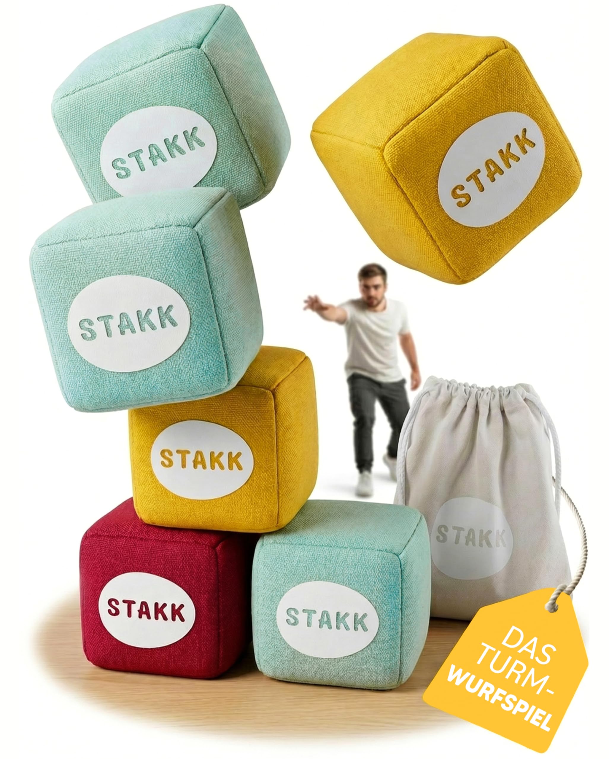 softSTAKK | Das Erfolgs-Wurfspiel jetzt für Indoor & Outdoor | Boccia & Boule neu interpretiert | Familienspiel vereint Geschick & Strategie | Wurfspiel für Kinder & Erwachsene