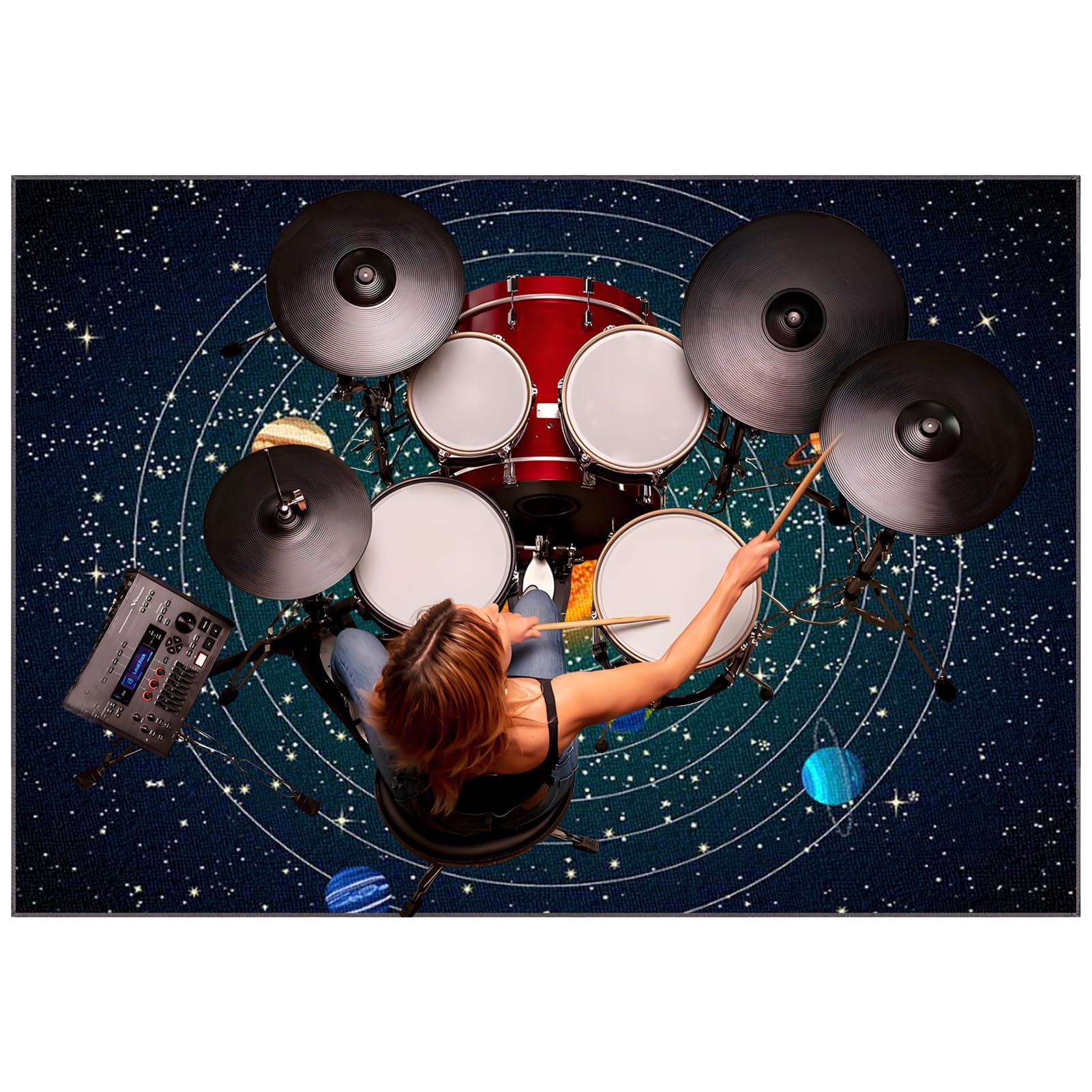 Tappetino per Batteria Elettronica, Tappeto Professionale per Batteria e Strumenti a Percussione Elettronici, Tappeto Drum Carpet Tappeto a Tamburo per Grancassa, Tamburo Rullante 120 x 100 cm