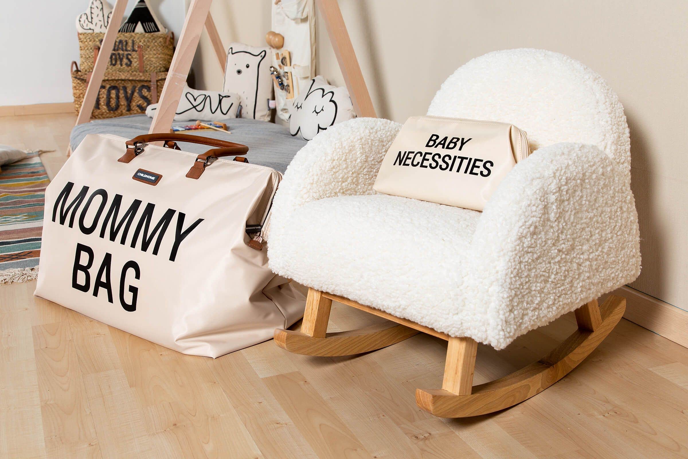 Childhome, Fauteuil À Bascule pour Enfant, Teddy Blanc