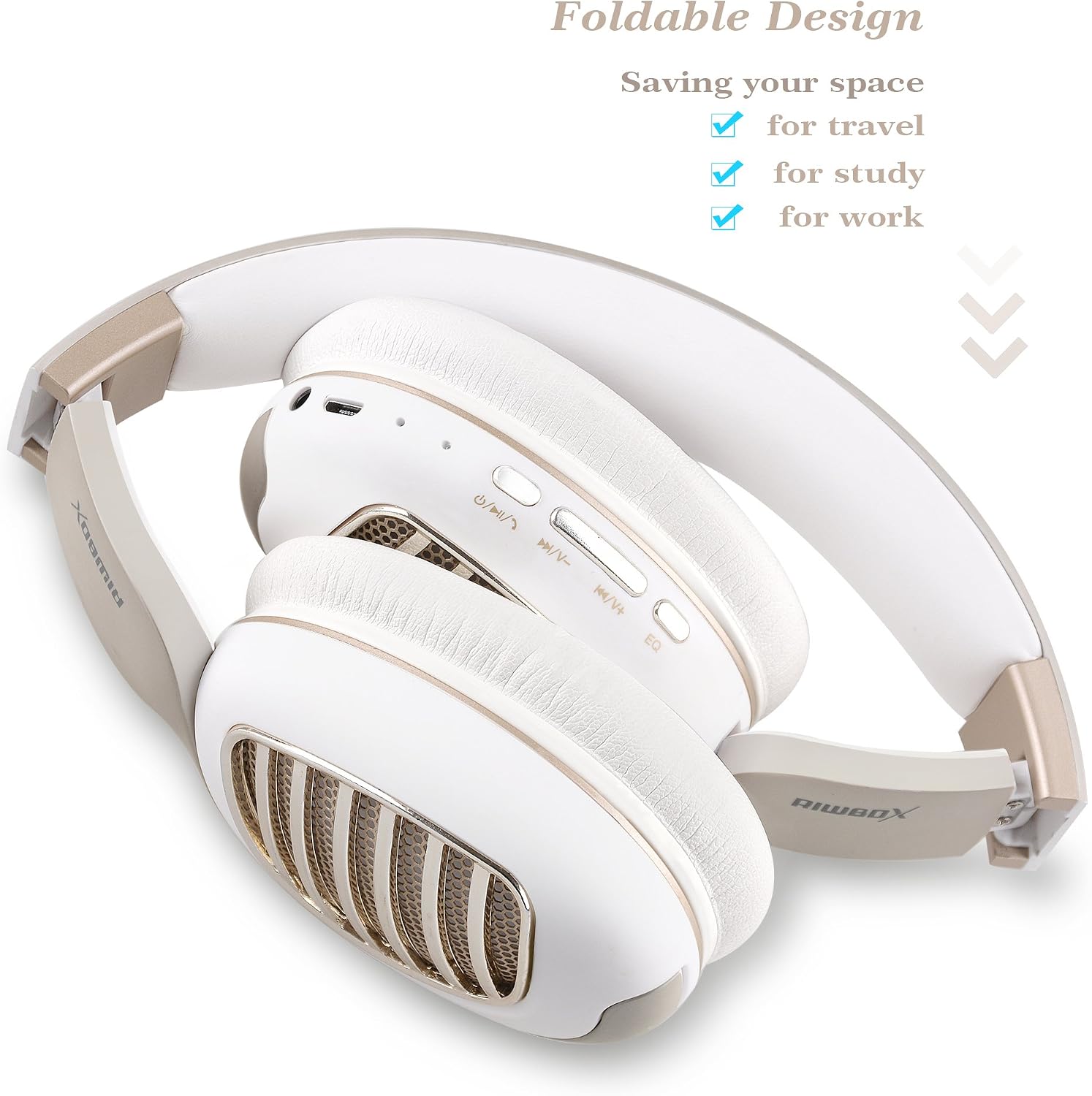 Get Special Price Bluetooth Headphones, Riwbox WB5 Bluetooth 5.0 Wireless Foldable Headphones Over Ear with Microphone, 5 EQ Sound Modes, Soft Memory-Protein Earmuffs, Wireless and Wired Headset for PC (White Gold) Get Discount Offer Bluetooth Headphones, Riwbox WB5 Bluetooth 5.0 Wireless Foldable Headphones Over Ear with Microphone, 5 EQ Sound Modes, Soft Memory-Protein Earmuffs, Wireless and Wired Headset for PC (White Gold)