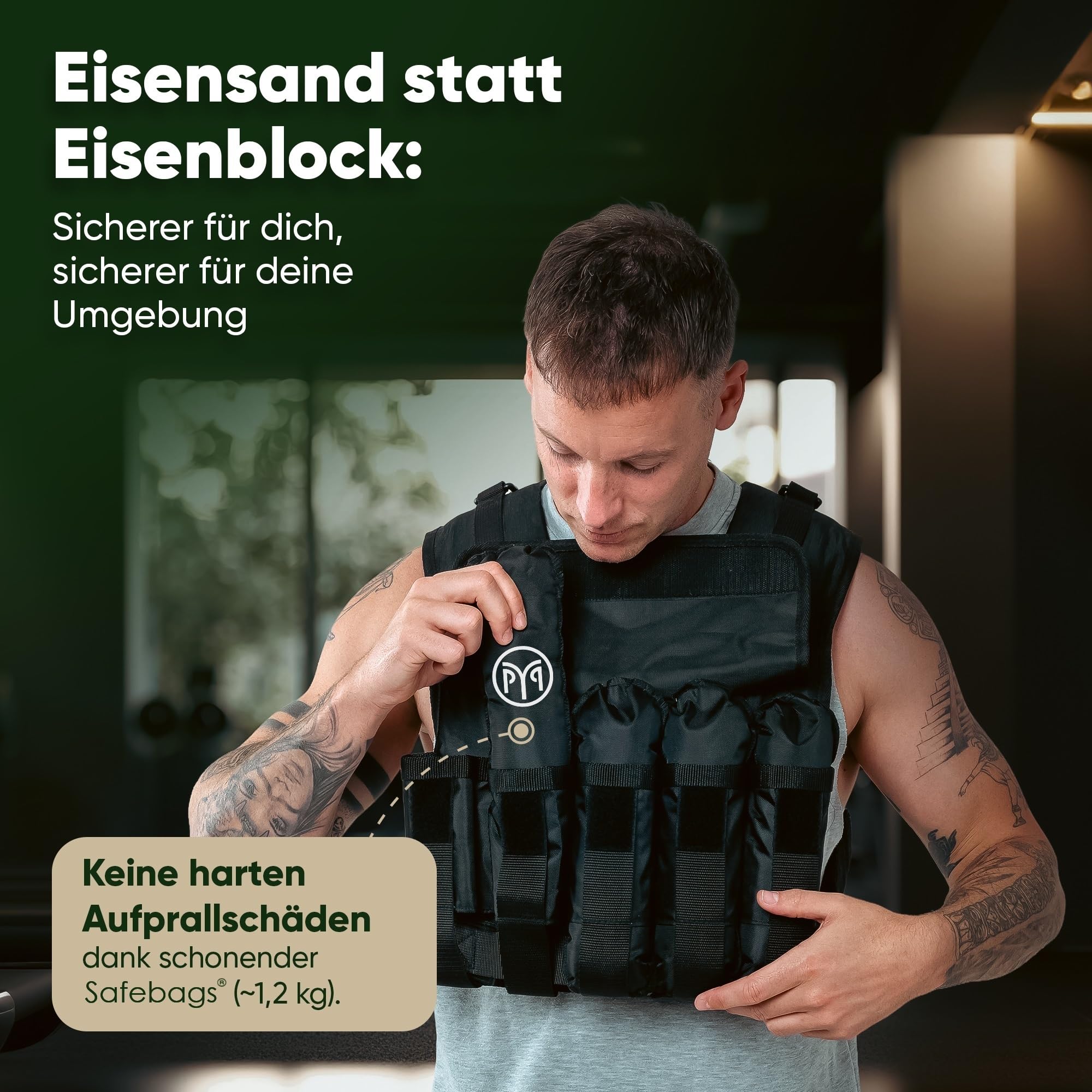 Gewichtsweste PURE MAJIN® 20kg verstellbar [mit Tasche & Metallgurt] | Fitness Workout Laufen Calisthenics Equipment Weighted Vest Trainingsweste Laufweste