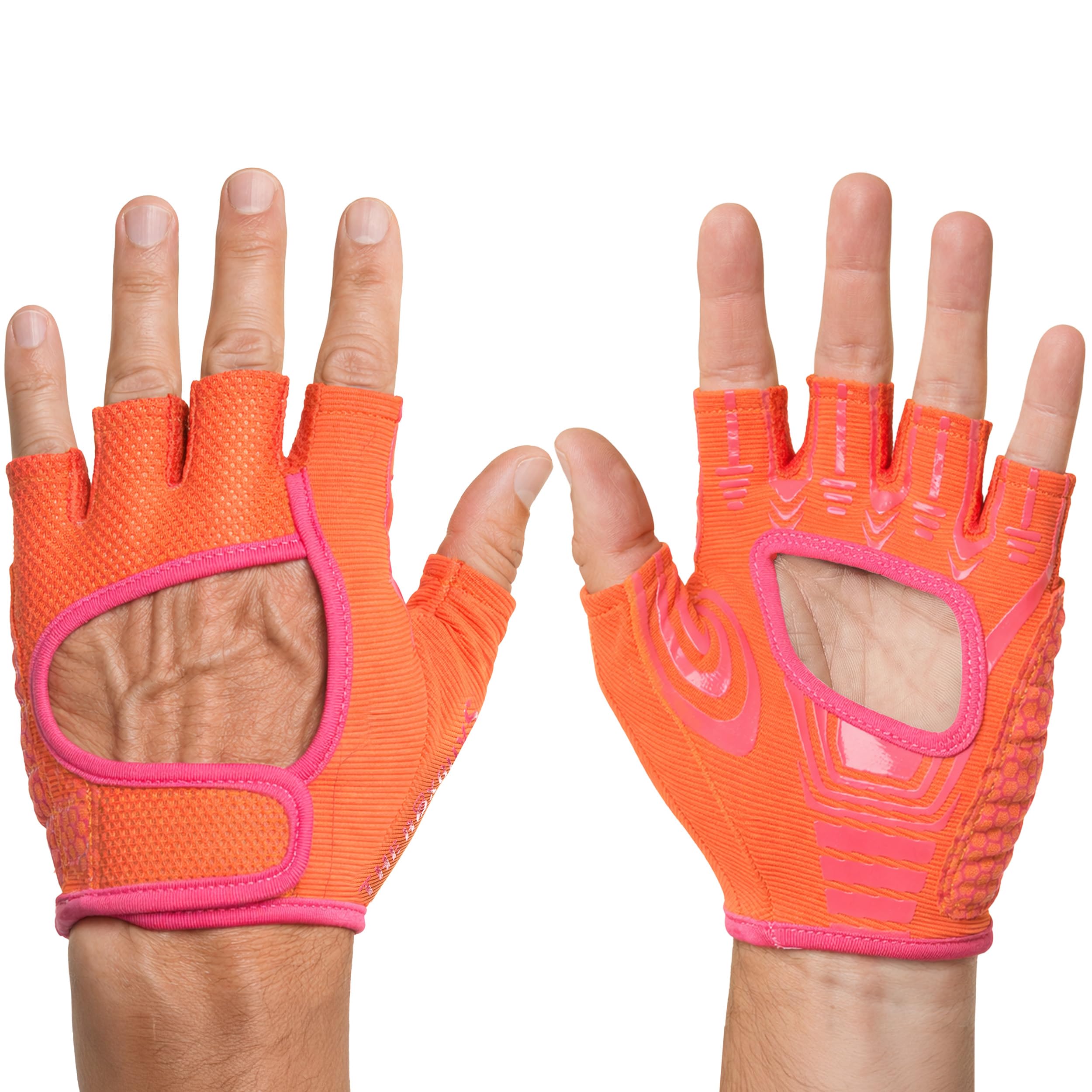 The Rox Guys Gloves for Hyrox | Competition & Training | Lightweight, Sweat Wicking, Grip Gloves with TRG-Hex Palm Cushioning | Anti-Slip for Ski Erg, Sled Pull, Farmers Carry | Medium, Orange
