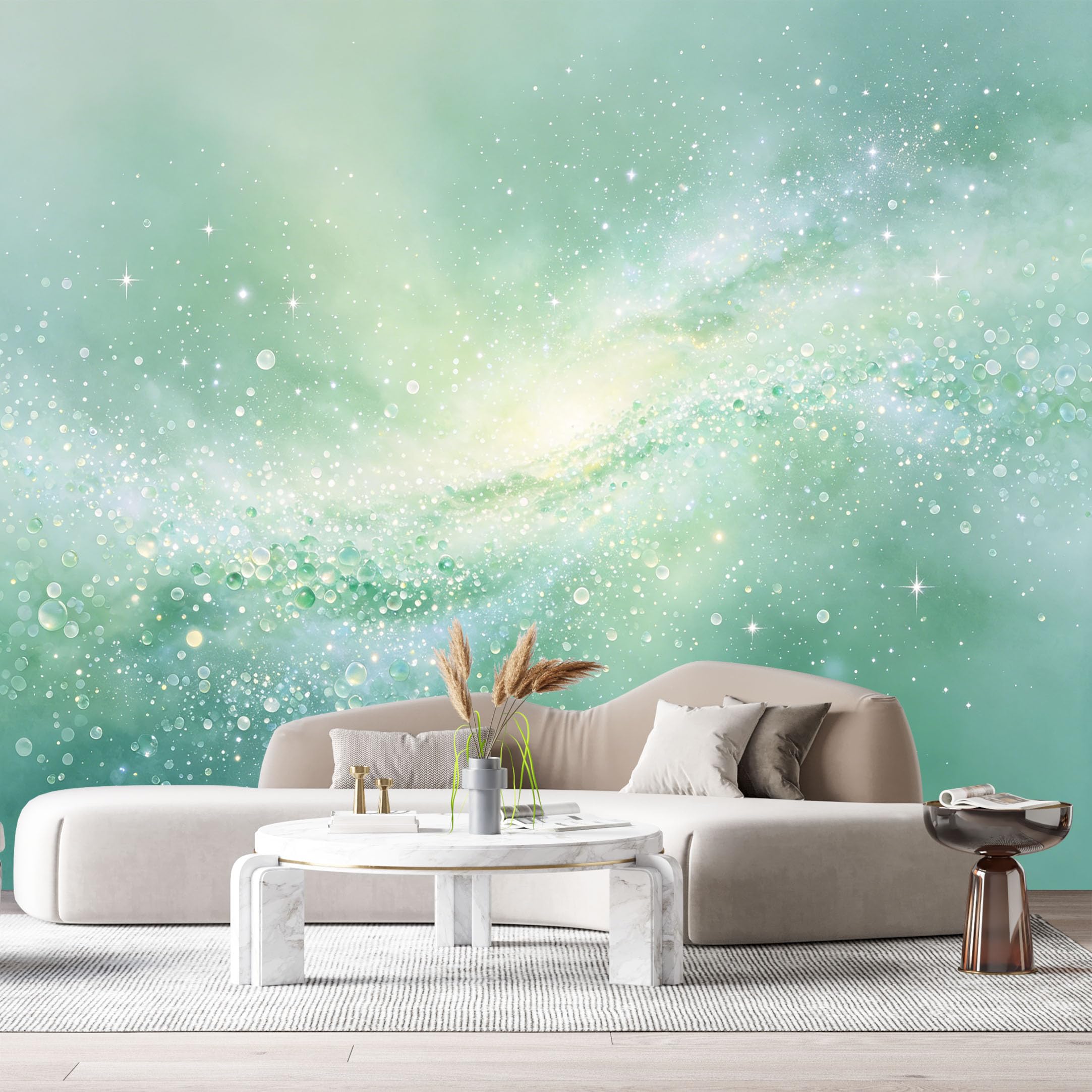 Custom Size Wall Murals Abstract Minimalist Galaxy Nebula Stars Bubbles SelfAdhesiveWall Fabric Removable Wallpaper Wall Decor for Living Room Bedroom Bathroom