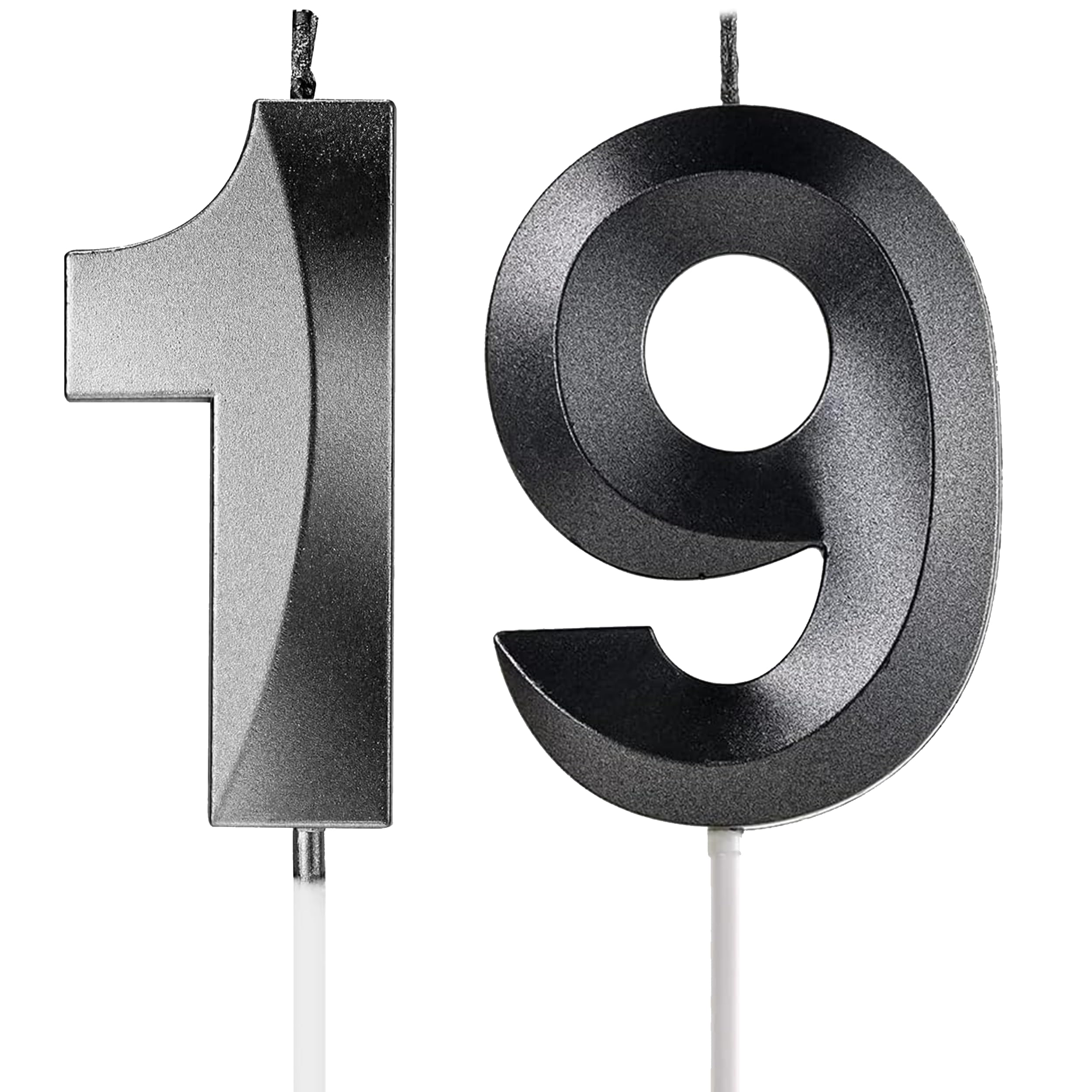Toyventures Black Birthday Candles Number Candles Age Year For Cakes Happy Birthday 3D Designed Wedding Anniversary Party Cake Topper Decorations (, 19)